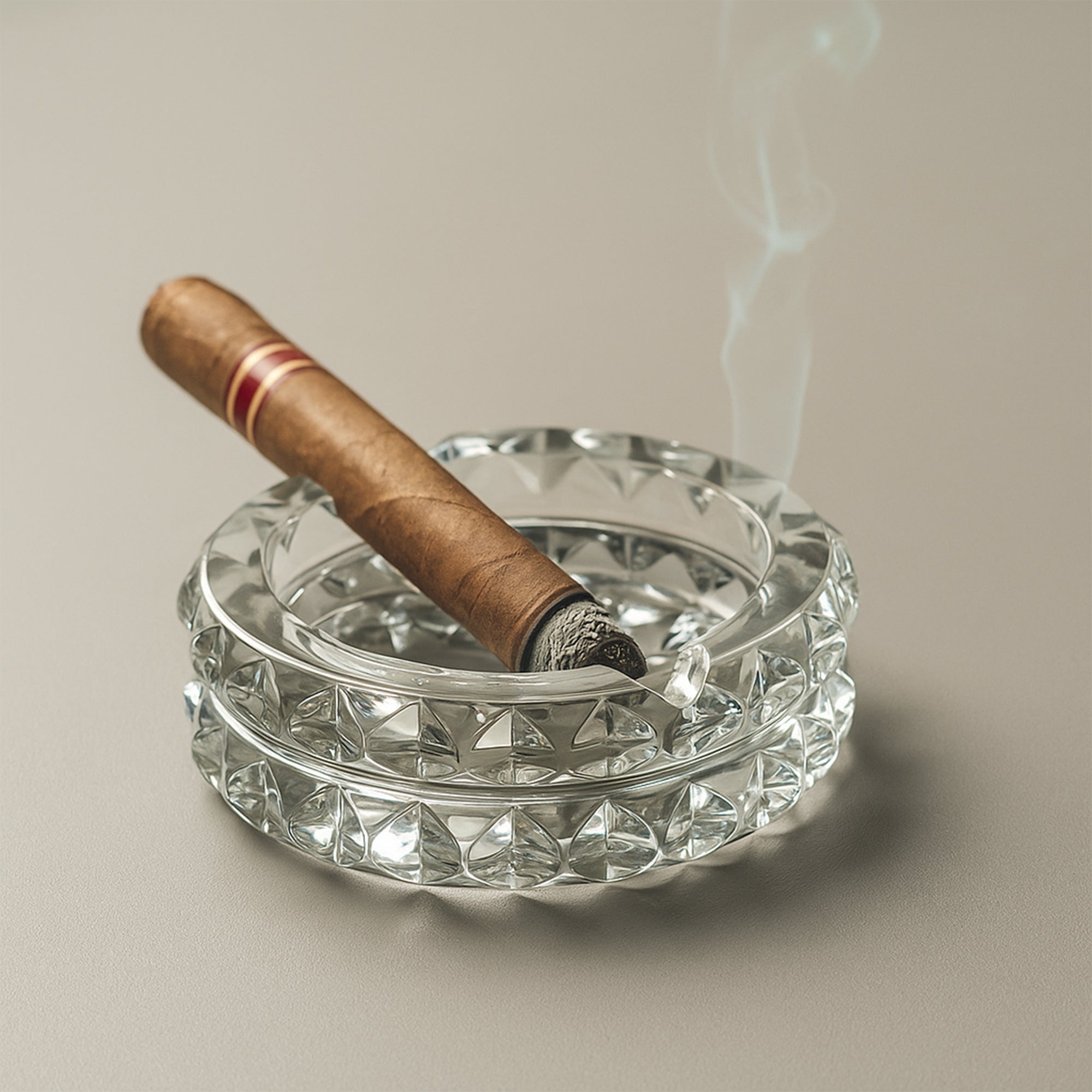 CLEAR BEVELED CRYSTAL ASH TRAY
