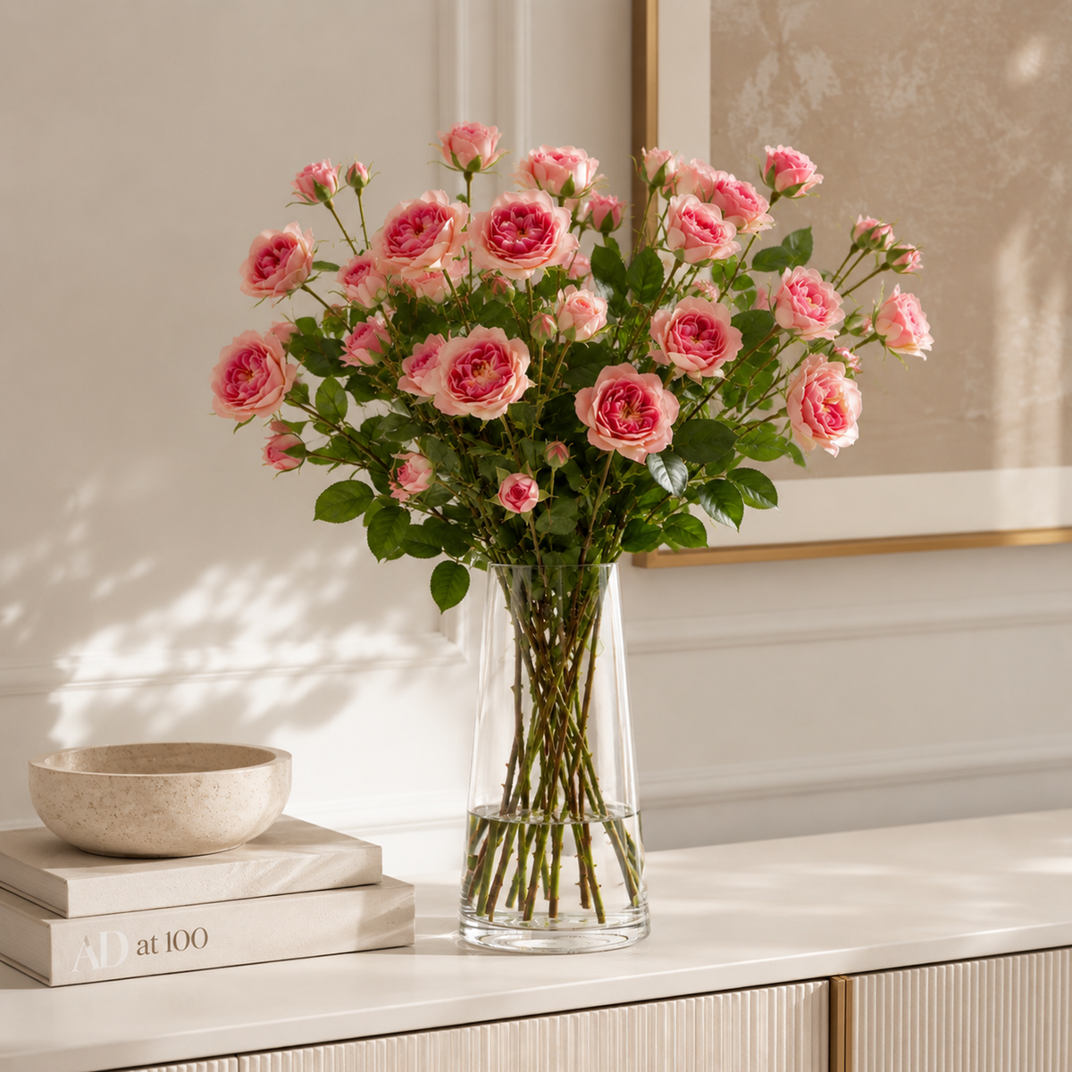 Rose Spray Purple/ green L58 cm