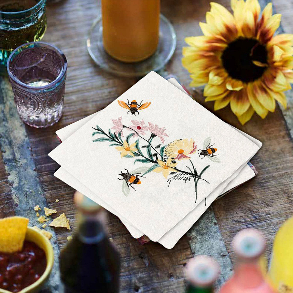 Floral Bees Lunch Napkin