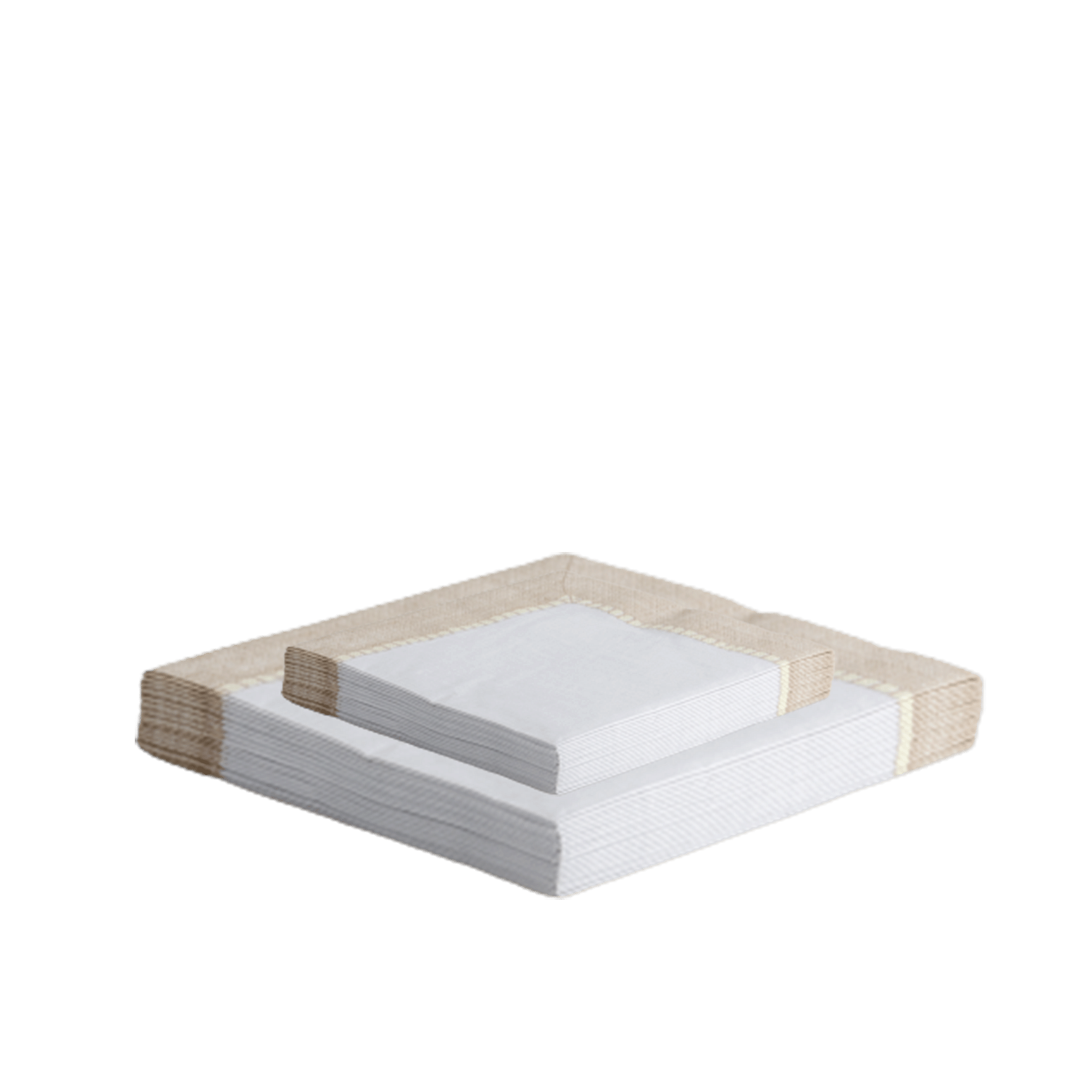 Linen Border Cocktail Napkins In Natural, Set Of 20