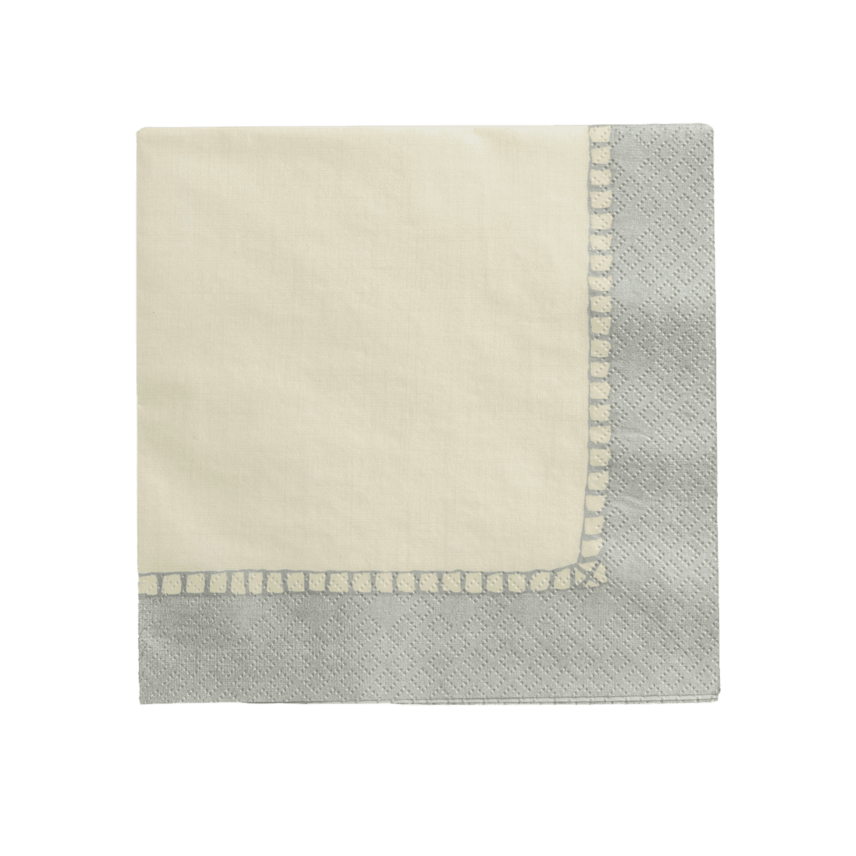 Linen Border Paper Napkin Silver