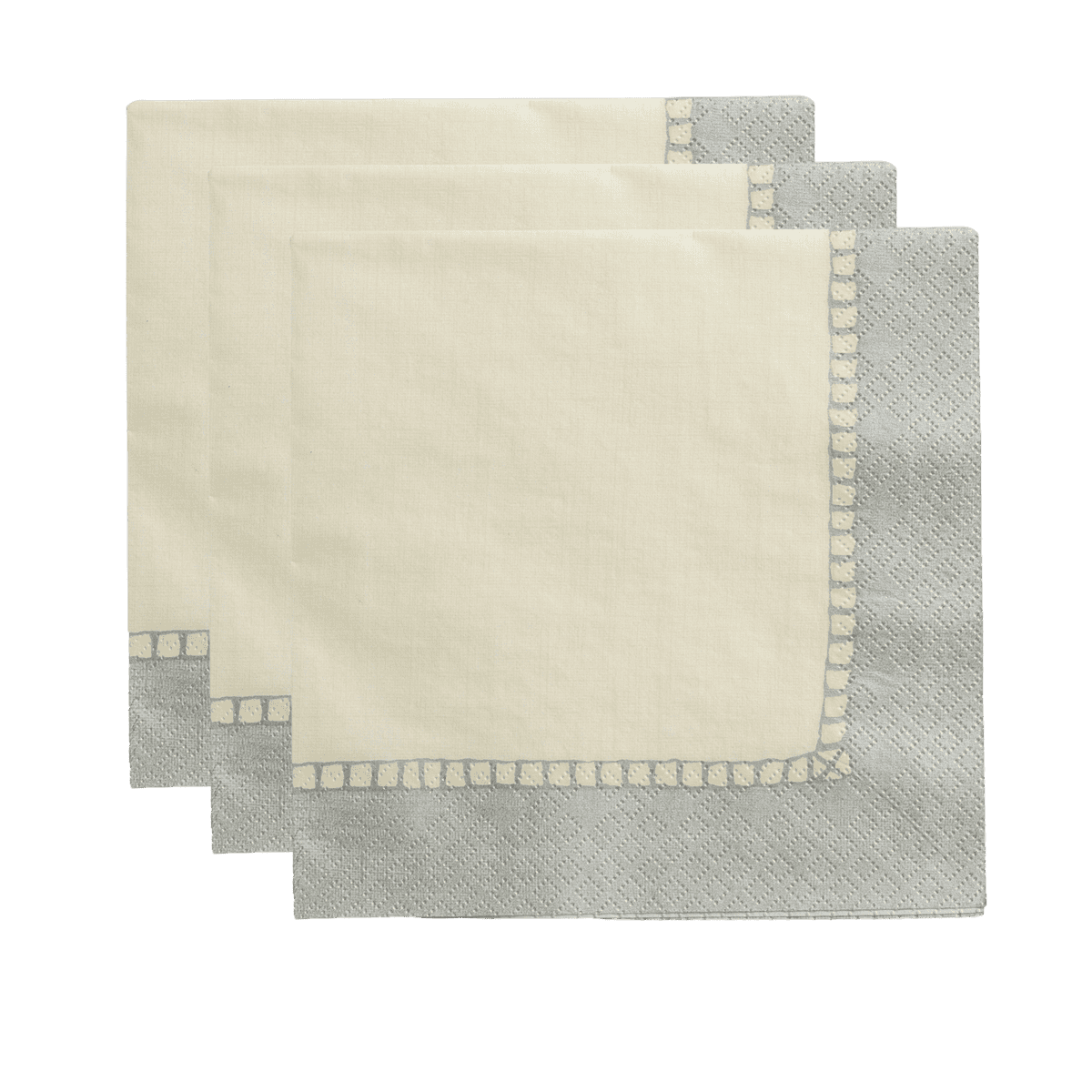 Linen Border Paper Napkin Silver