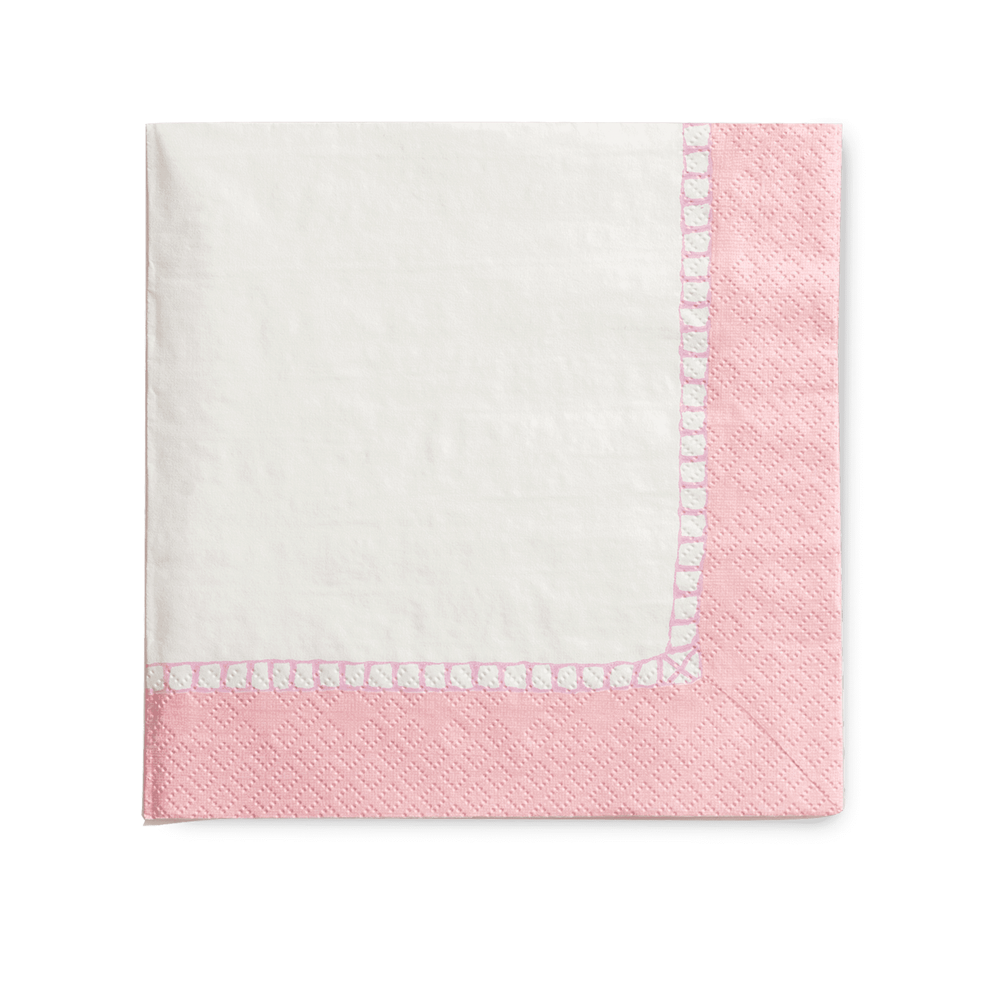 Linen Border Paper Napkin Petal Pink S/20