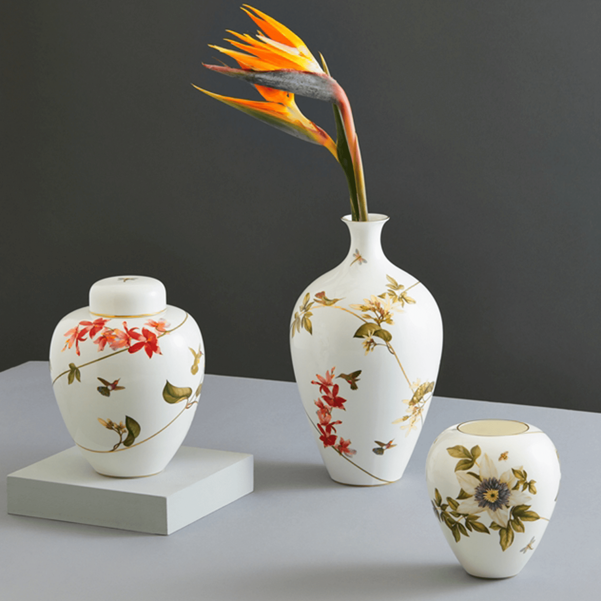 Hummingbird Bone China Vase