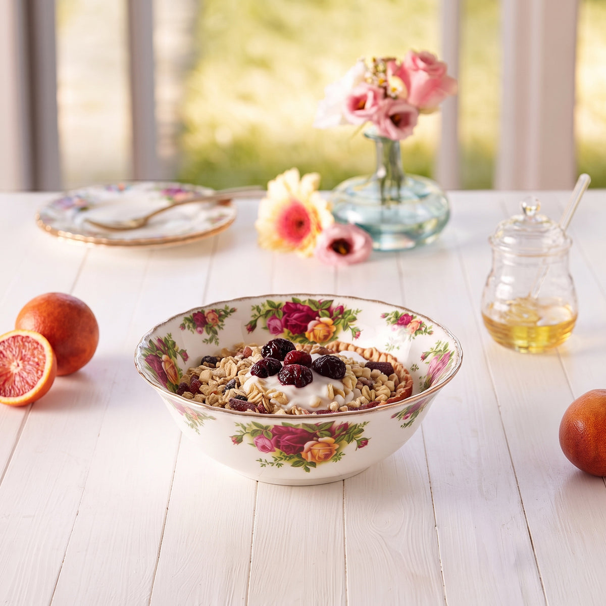 Old Country Roses Open Vegetable Dish