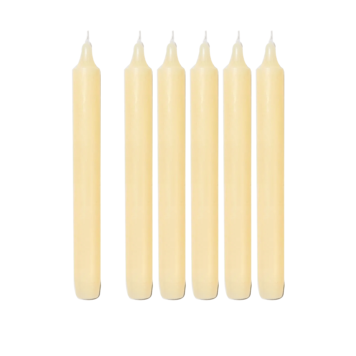 Madeleine Non Scented Taper Candles Ivory S/6