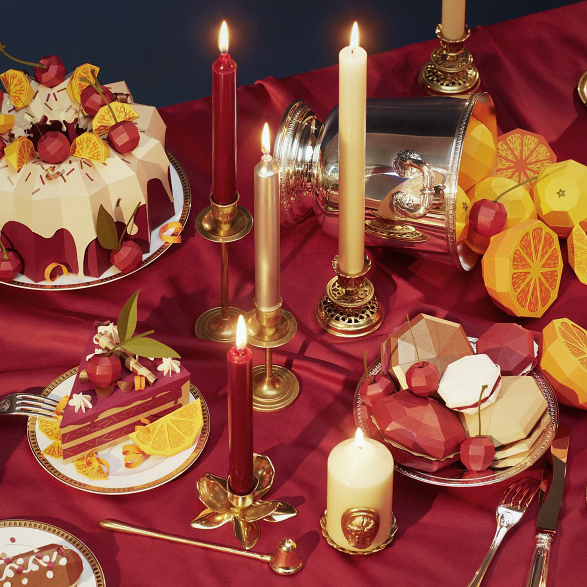 Madeleine Non Scented Taper Candles Ivory S/6