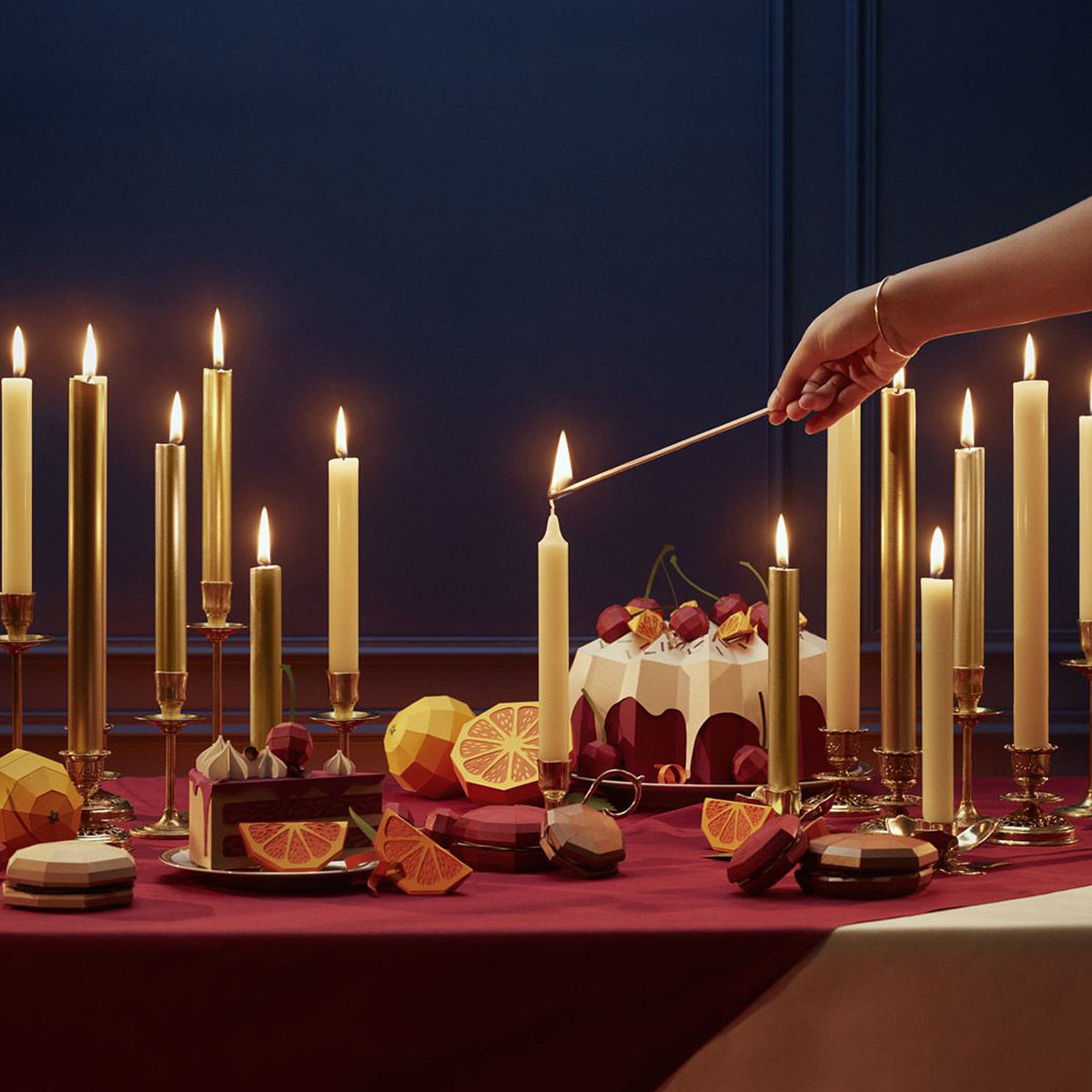 Madeleine Non Scented Taper Candles Ivory S/6