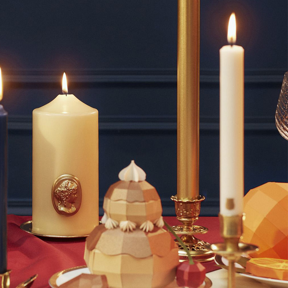Madeleine Non Scented Taper Candles Stone S/6