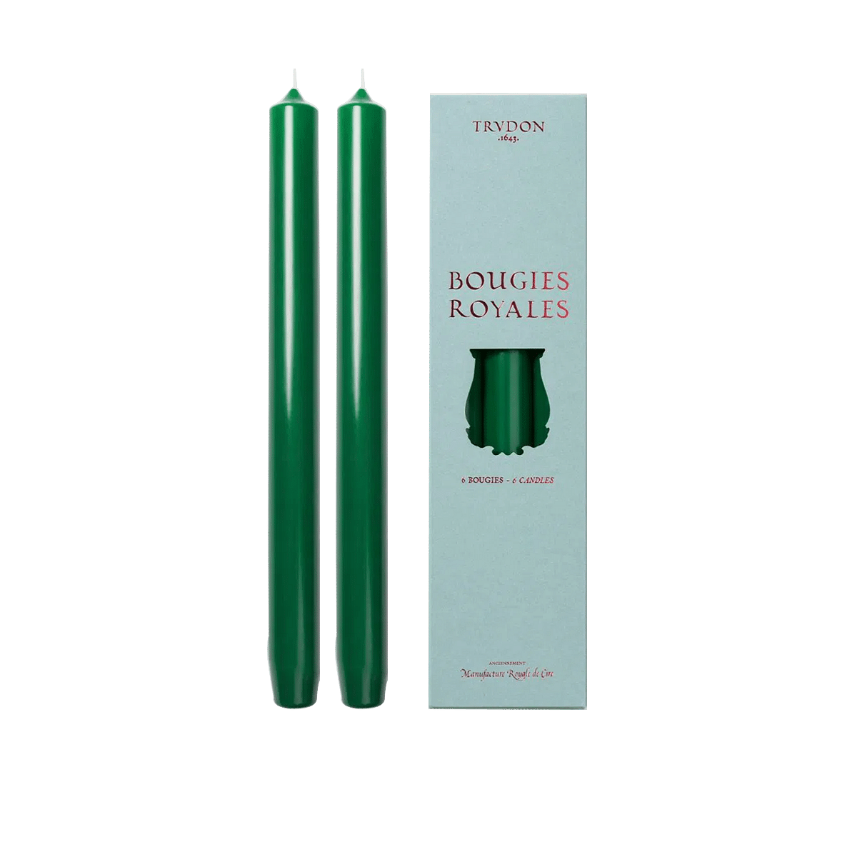 Madeleine Non Scented Taper Candles Green S/6
