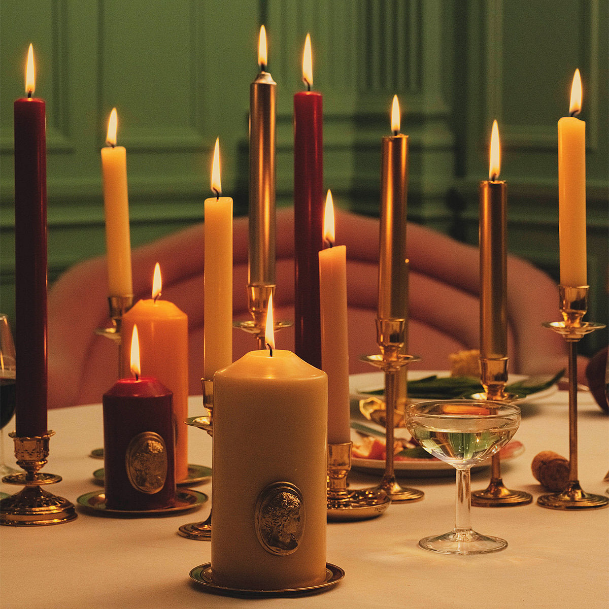 Madeleine Non Scented Taper Candles Navy Blue S/6