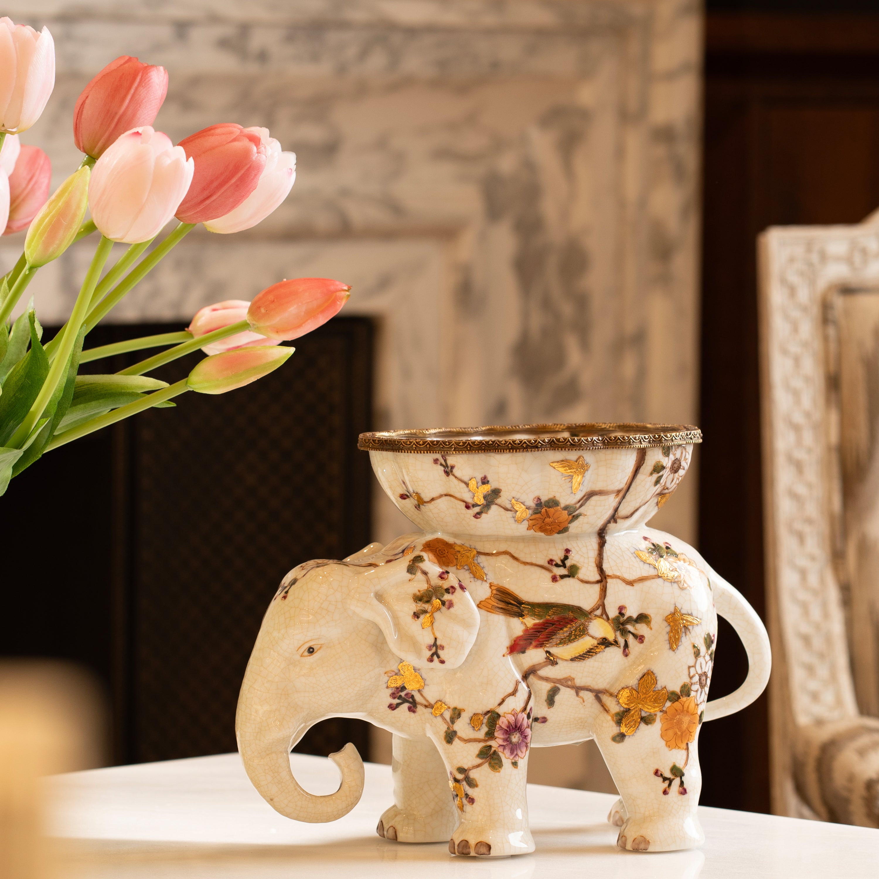 Elegant Eden Aves Elephant with Bowl