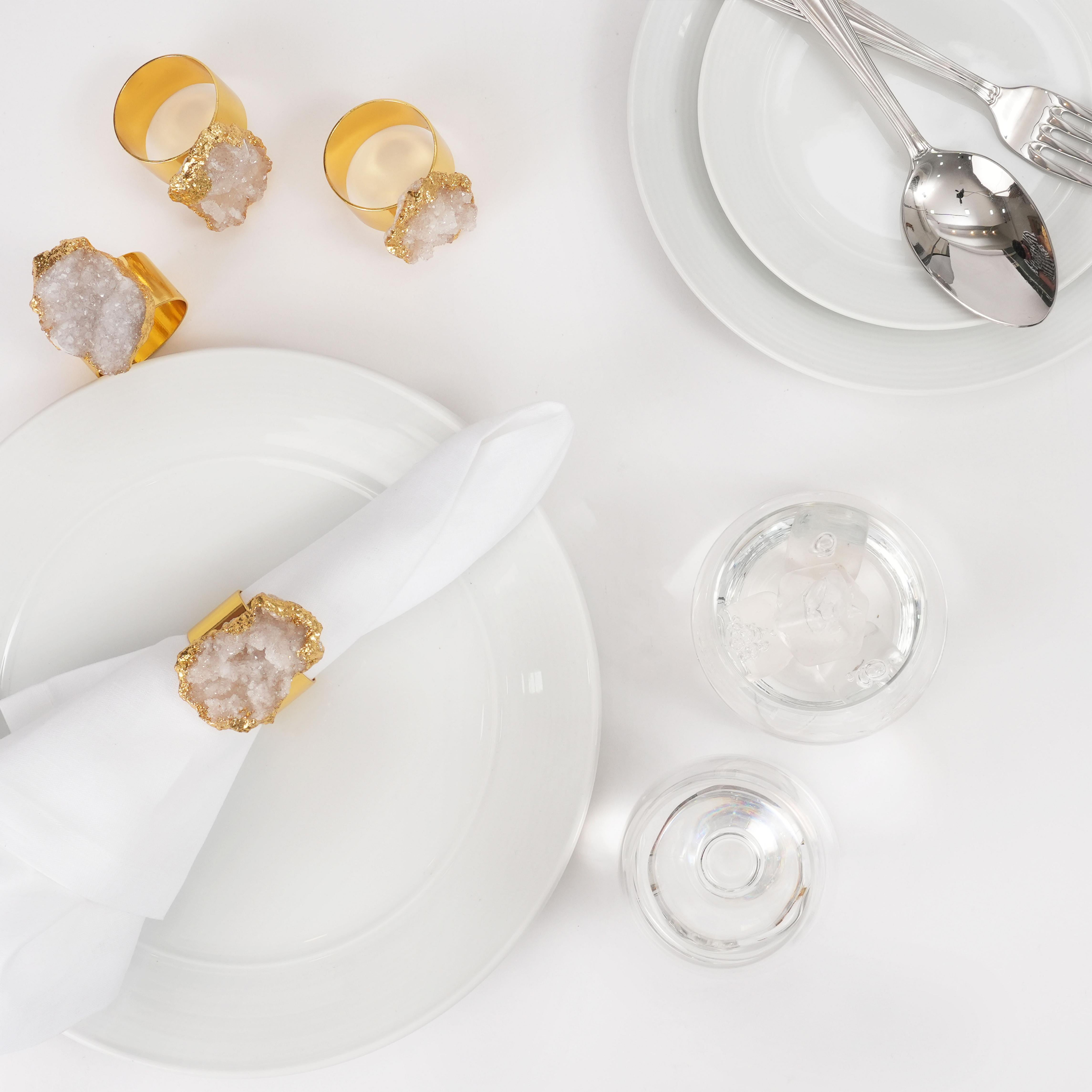 Gemora Crystal Quartz Napkin Ring S/4