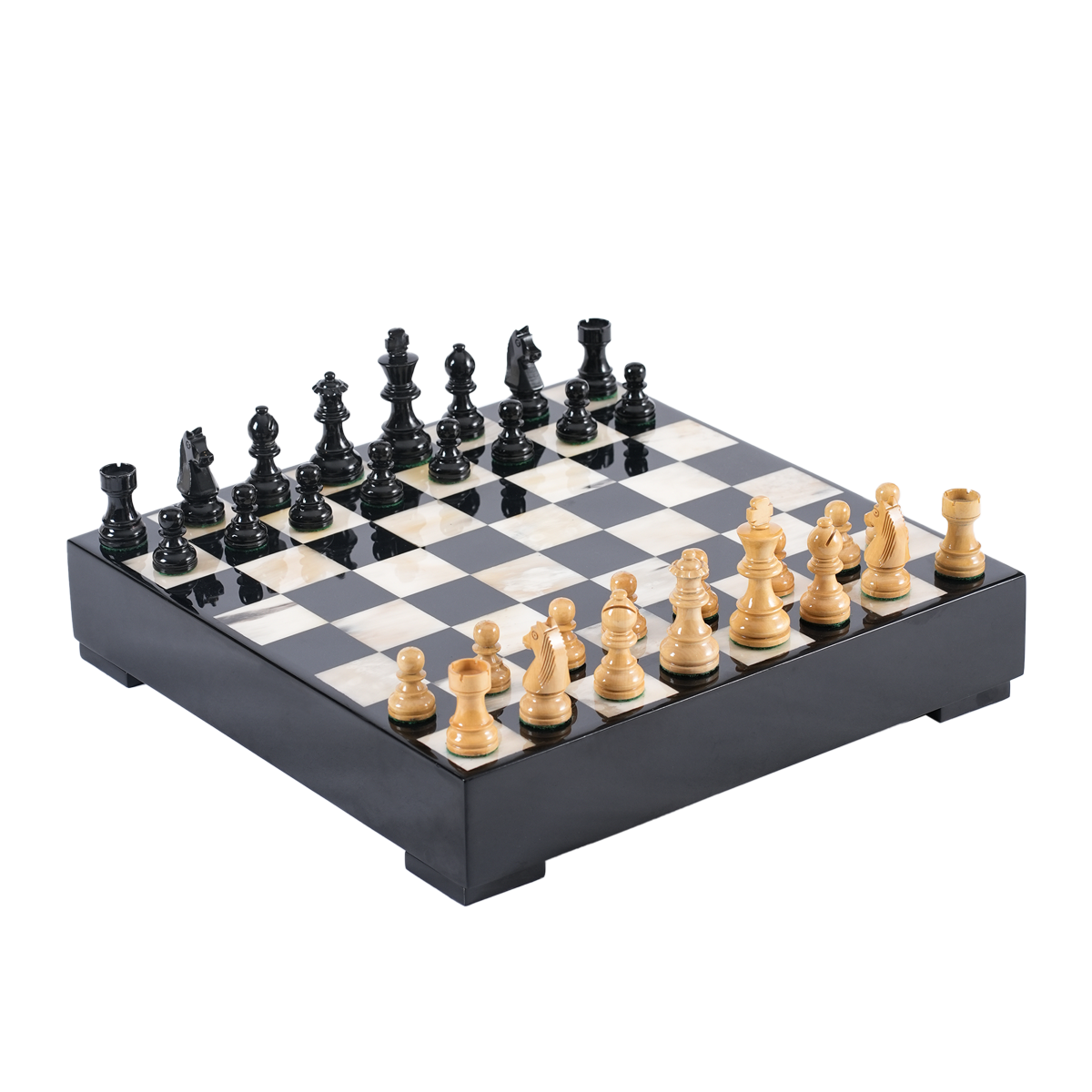 Bison Marbled Horn Chess Set