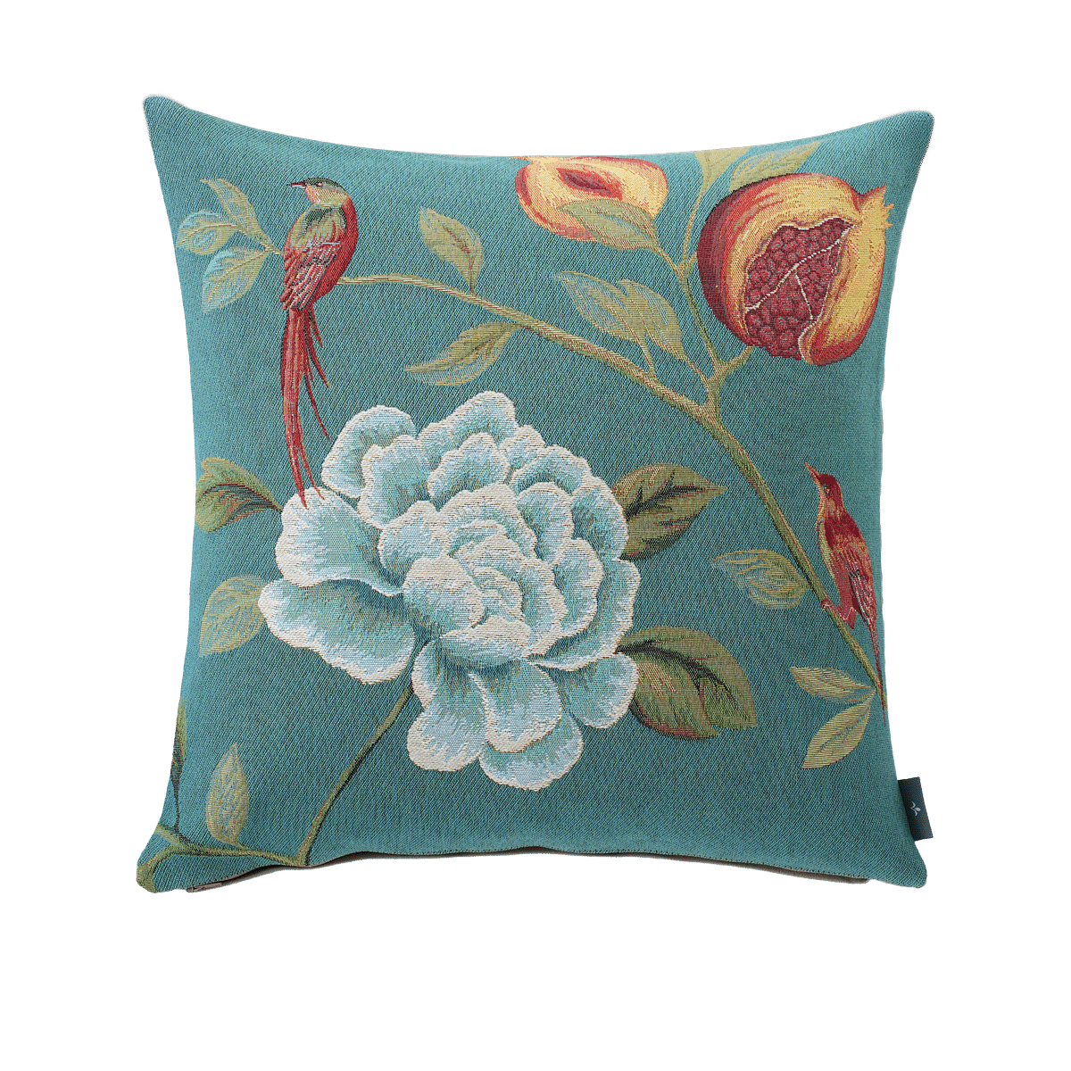 Blue Birds Flowers Tapestry Cushion Cover