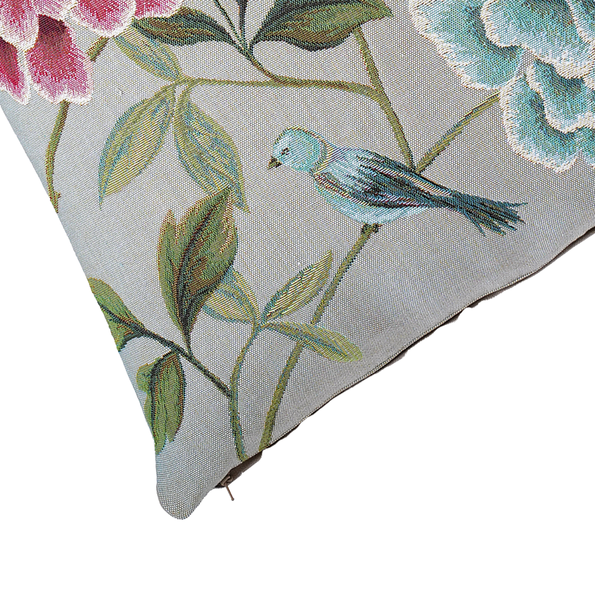 Blue Birds Flowers Tapestry Cushion Cover