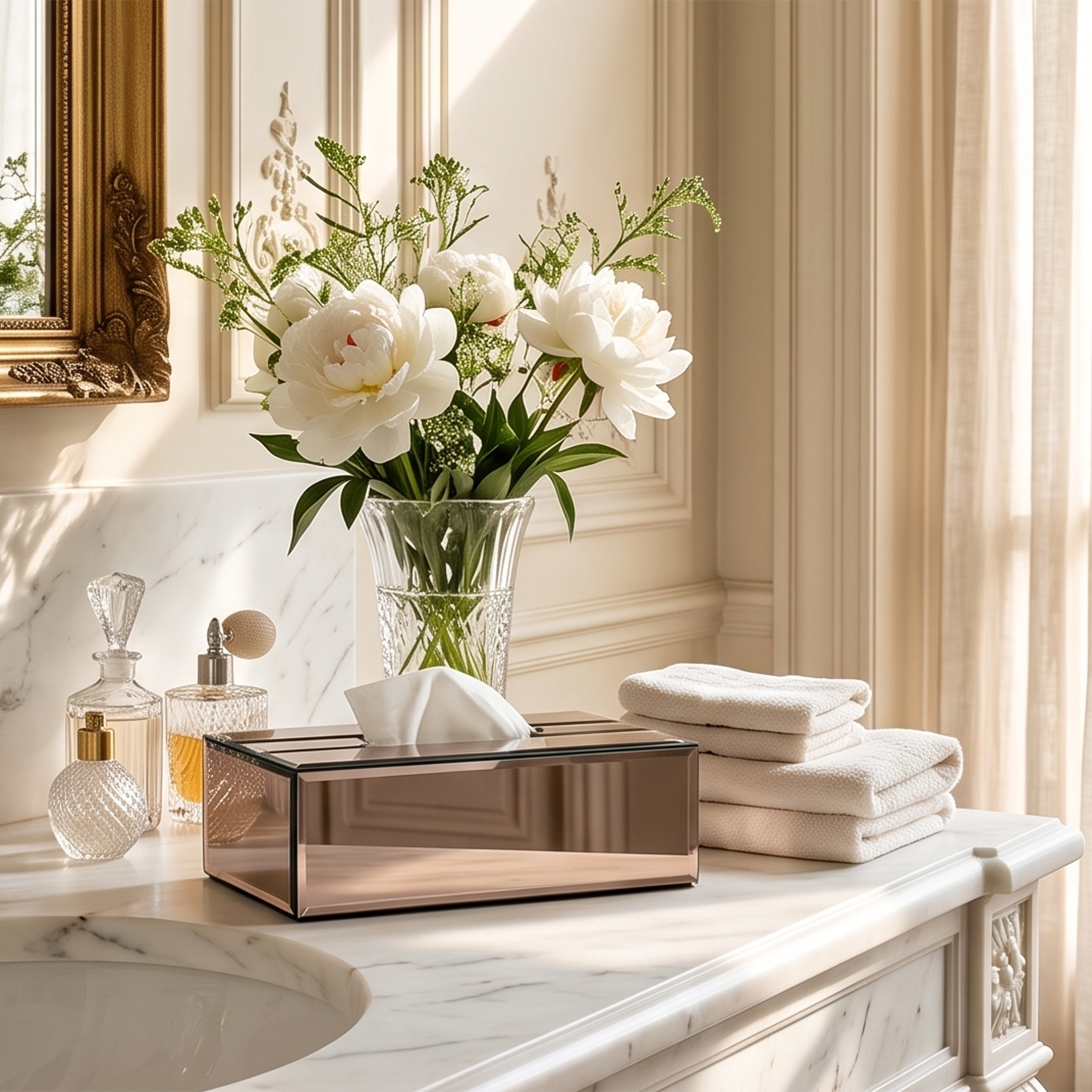 Brown Mirror Tissue Box