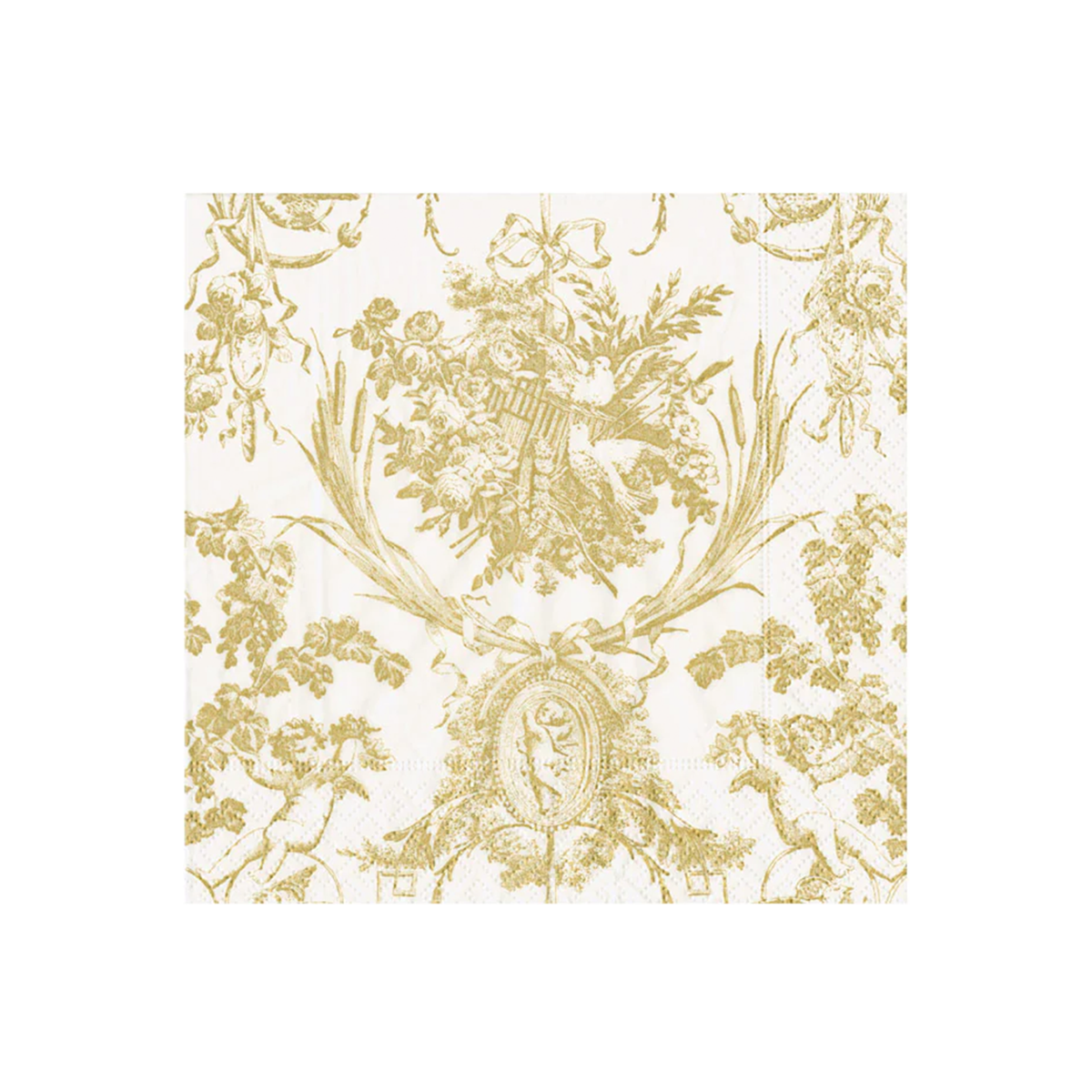 Romantic Toile Gold Paper Napkins