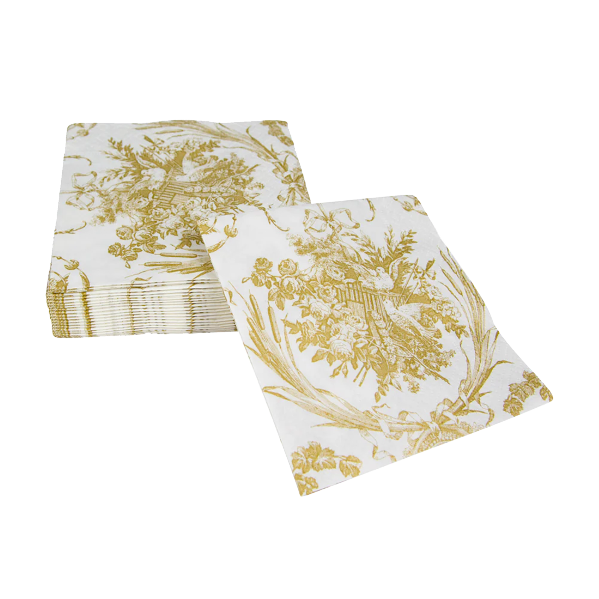 Romantic Toile Gold Paper Napkins