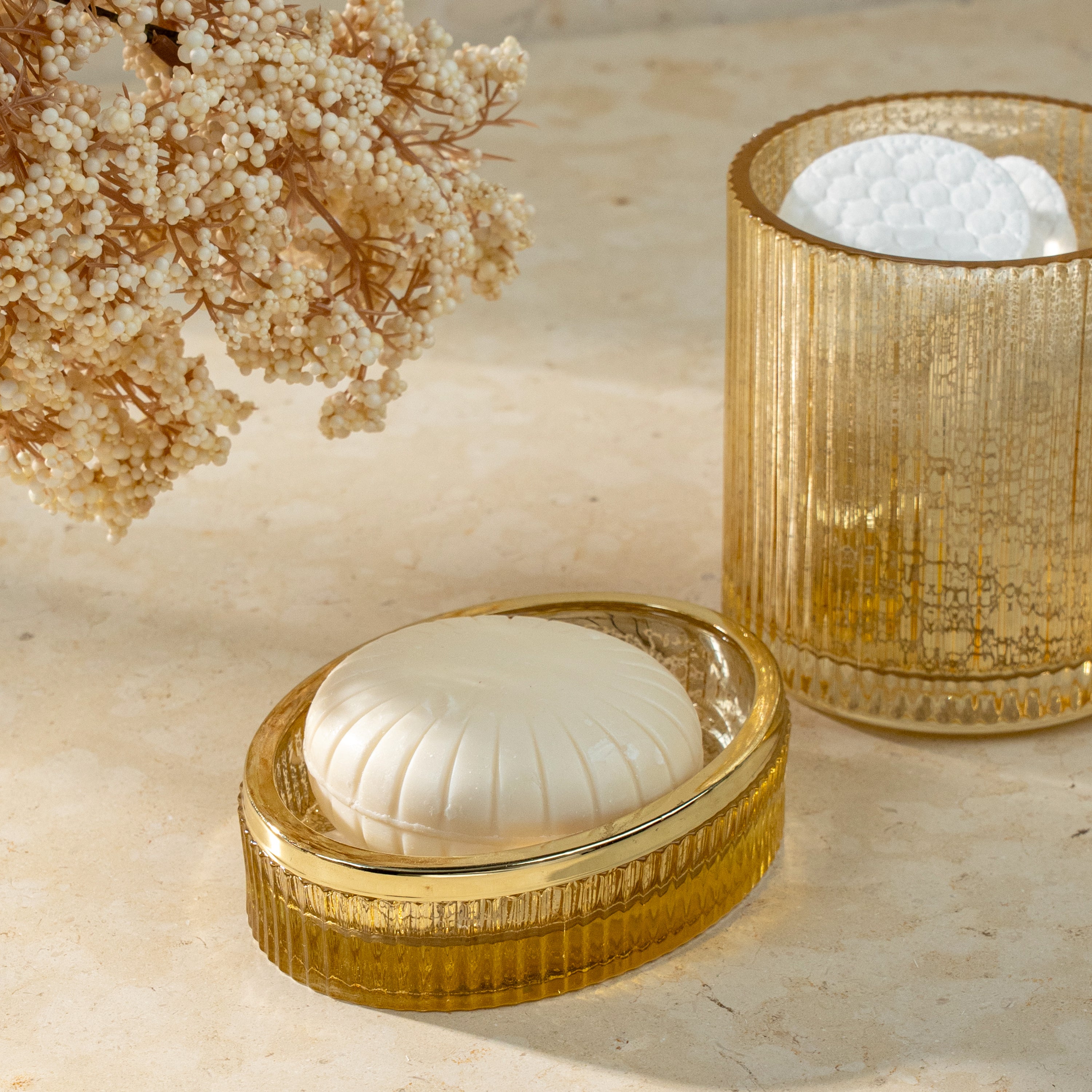 Ridged Gold Soap Dish