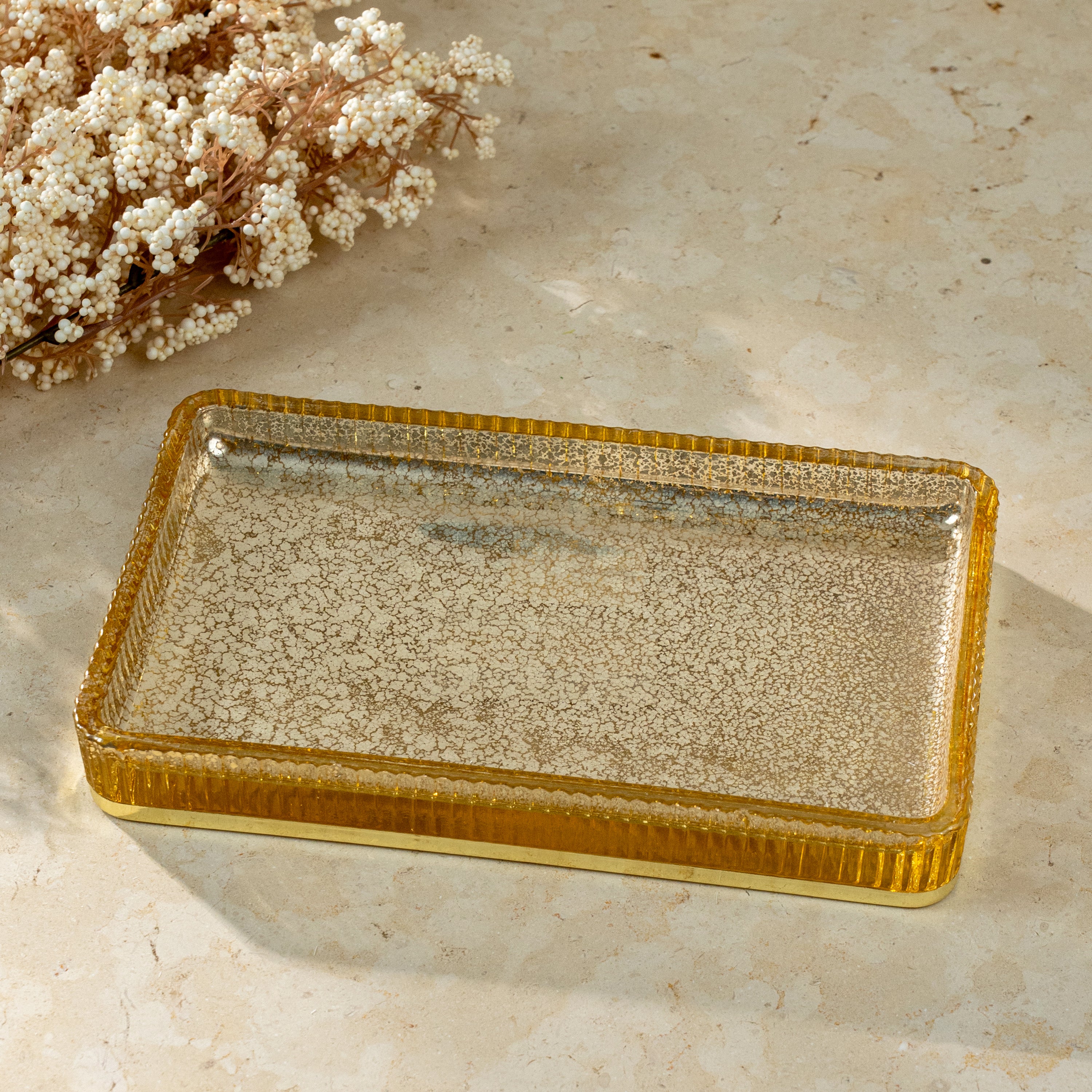 Ridged Gold Vanity Tray