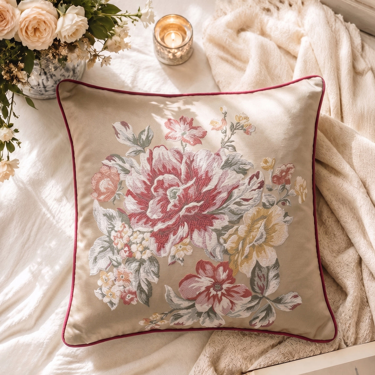 Aubusson Cushion Cover Brown