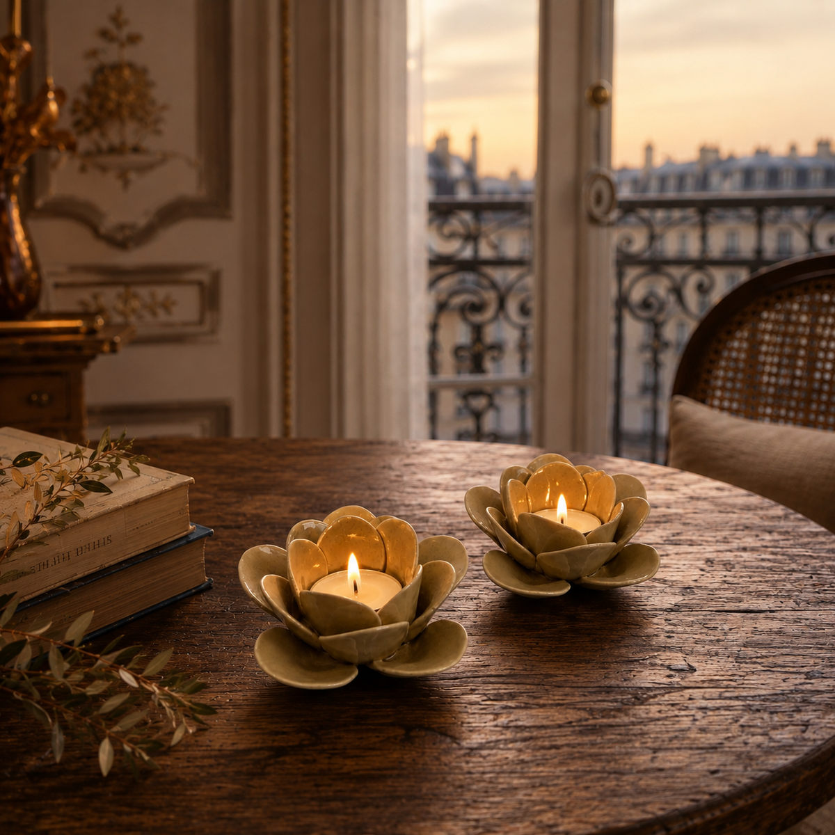 Fleur T-Light Candle Holder Taupe