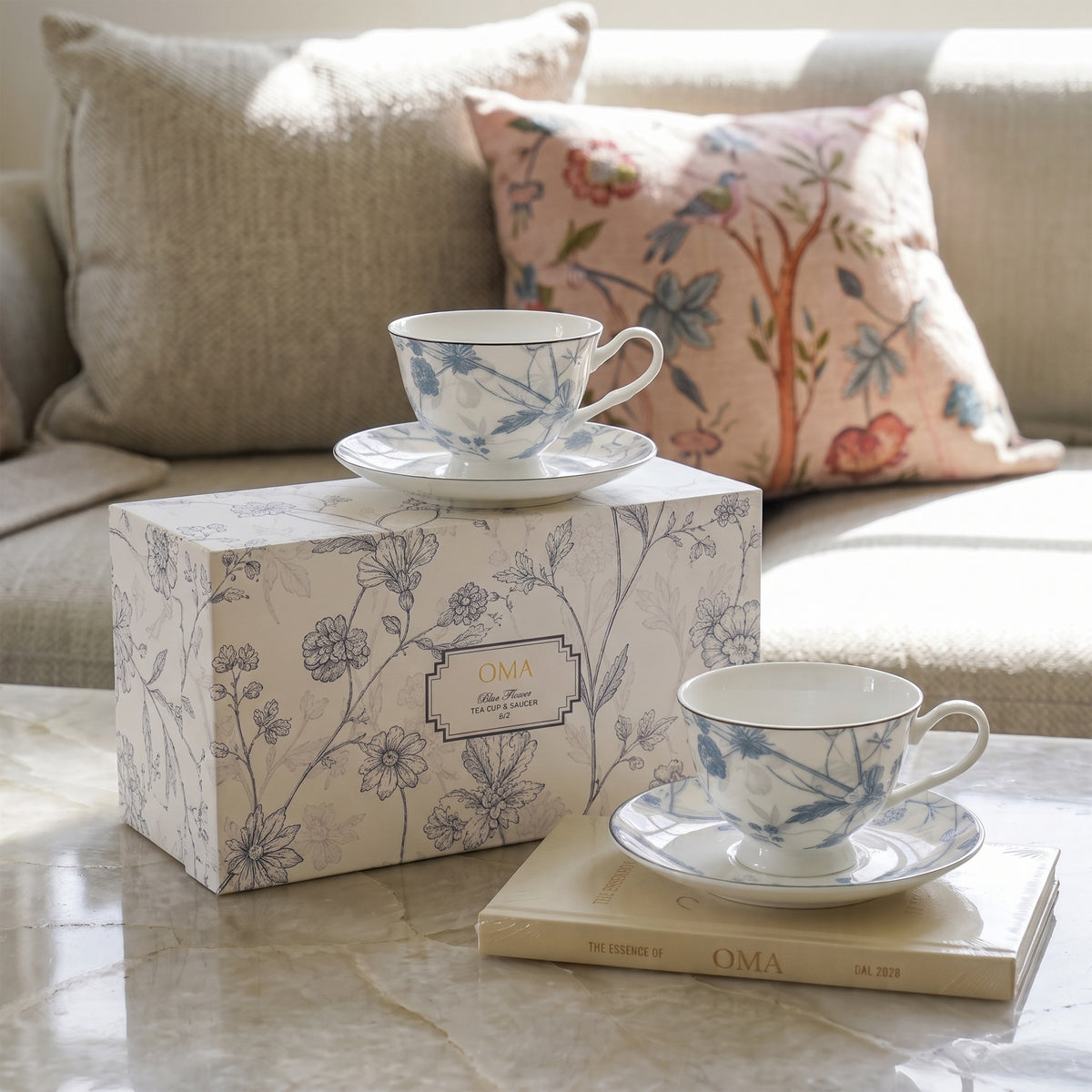 Blue Flower Tea Cup & Saucer