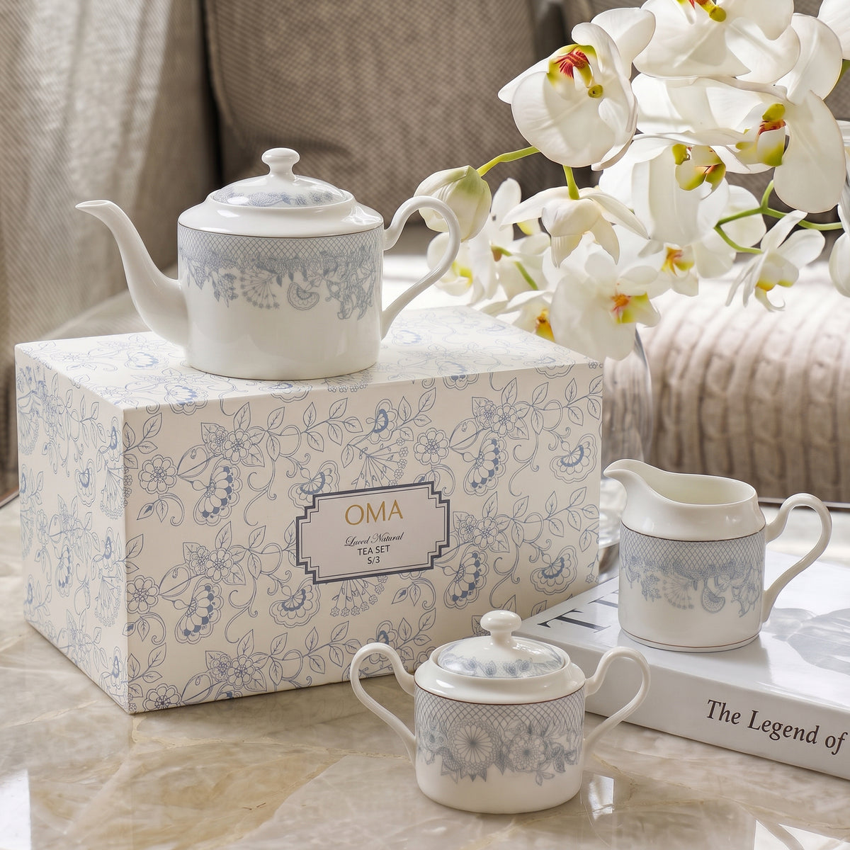 Laced Natural Tea set