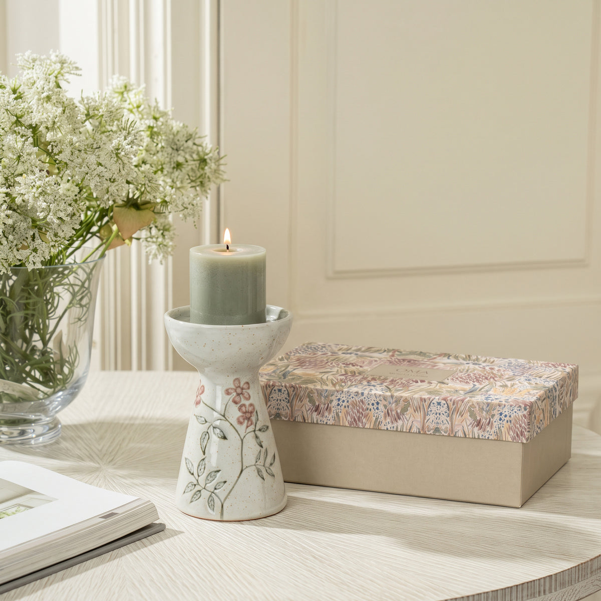 Meadow Pillar Candle Holder S/2