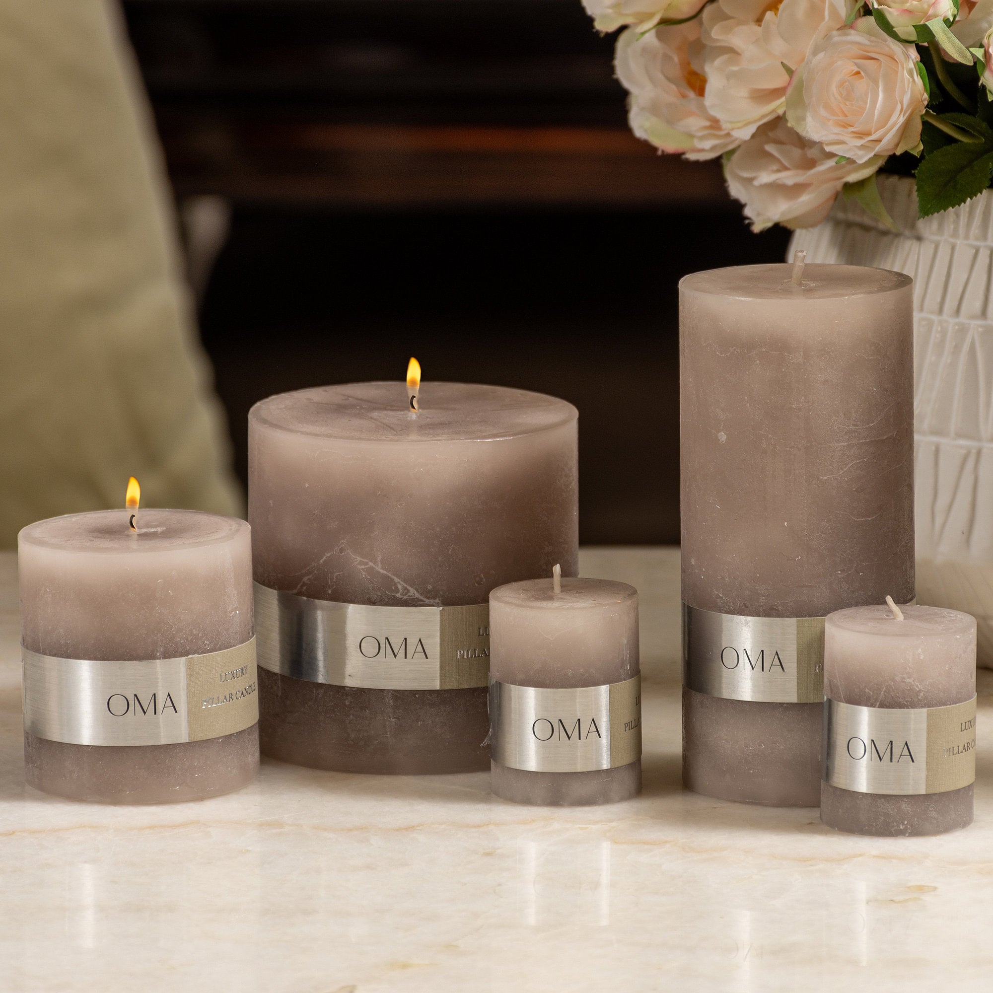 Deliciae Pillar Candle Grey