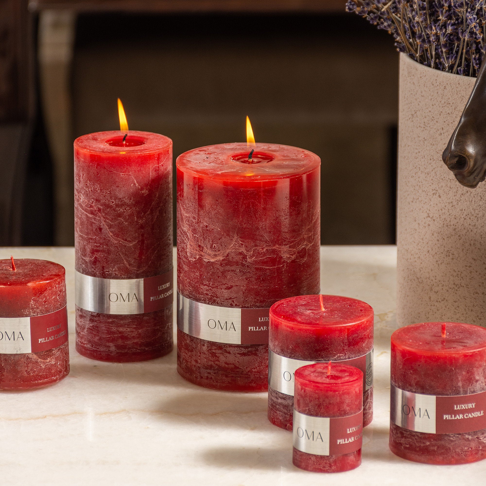 Deliciae Pillar Candle Red