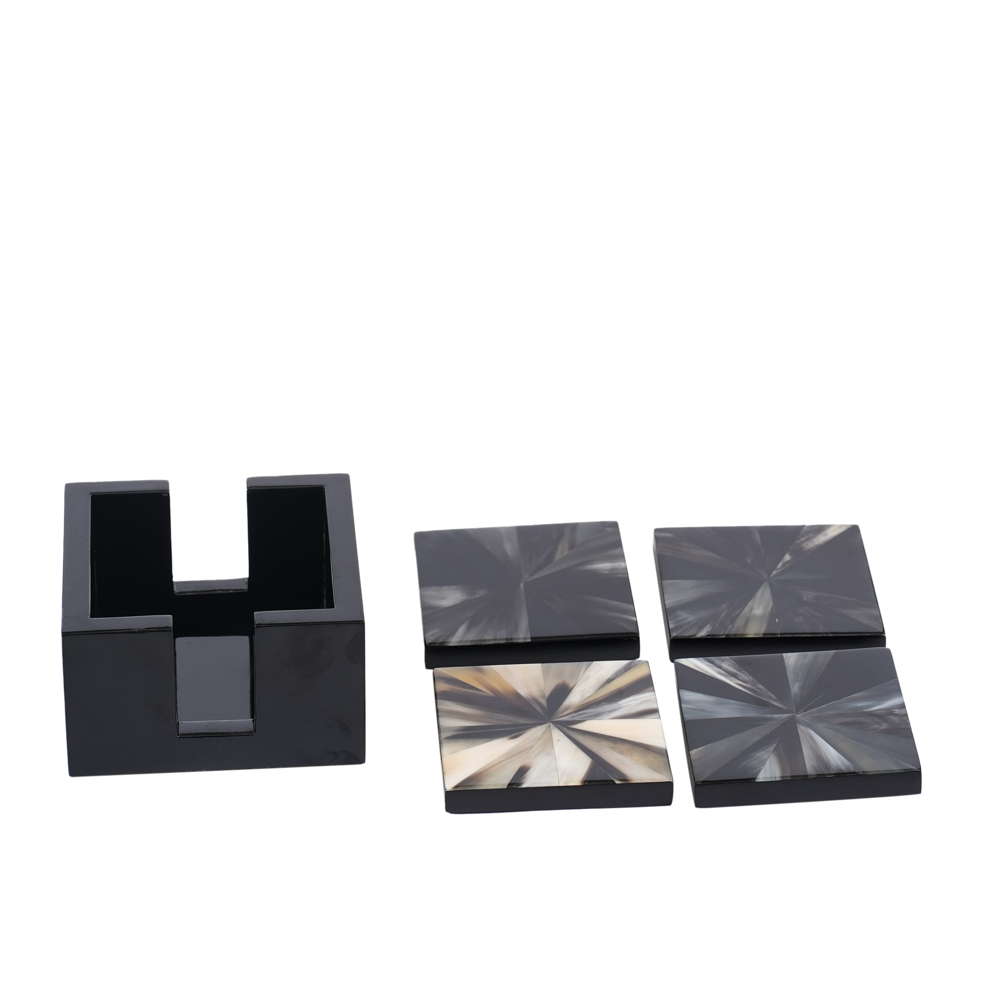 Bison Marbled Horn Coaster S/4 with Case
