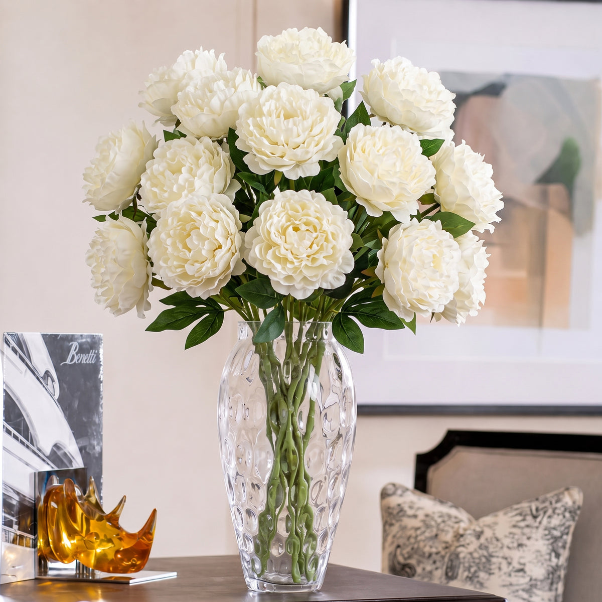 Peony Spray  Blush Pink L78 cm