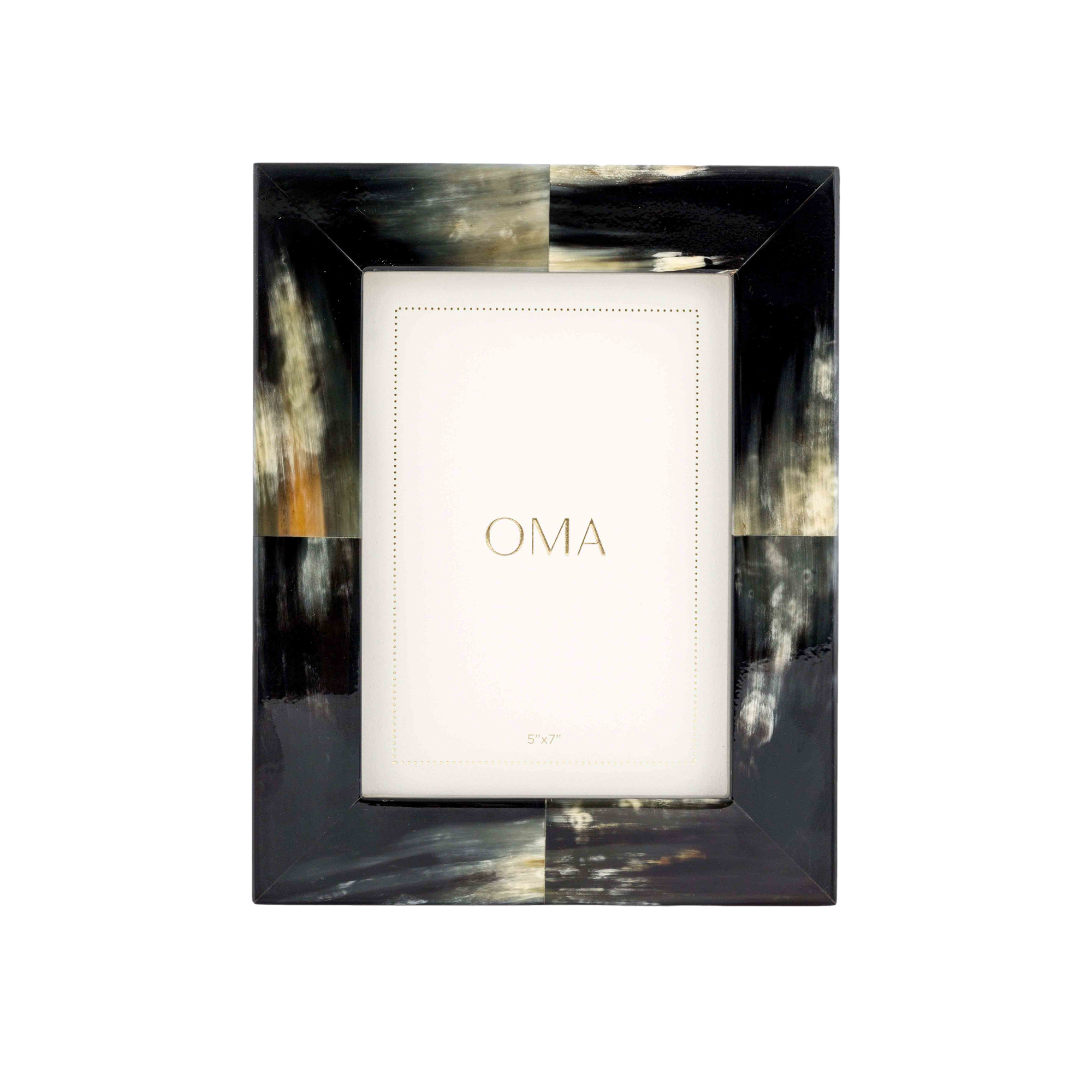 Bison Marbled Horn Picture Frame Black