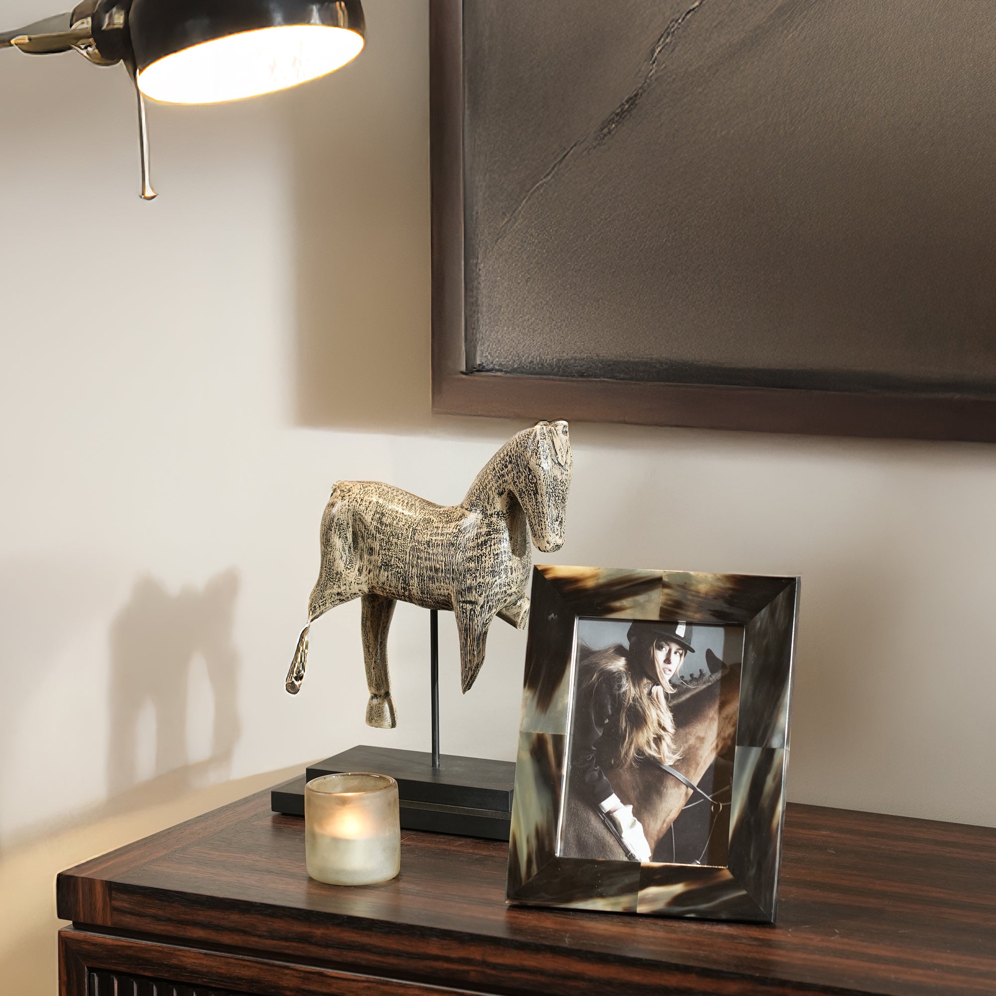 Bison Marbled Horn Picture Frame Black