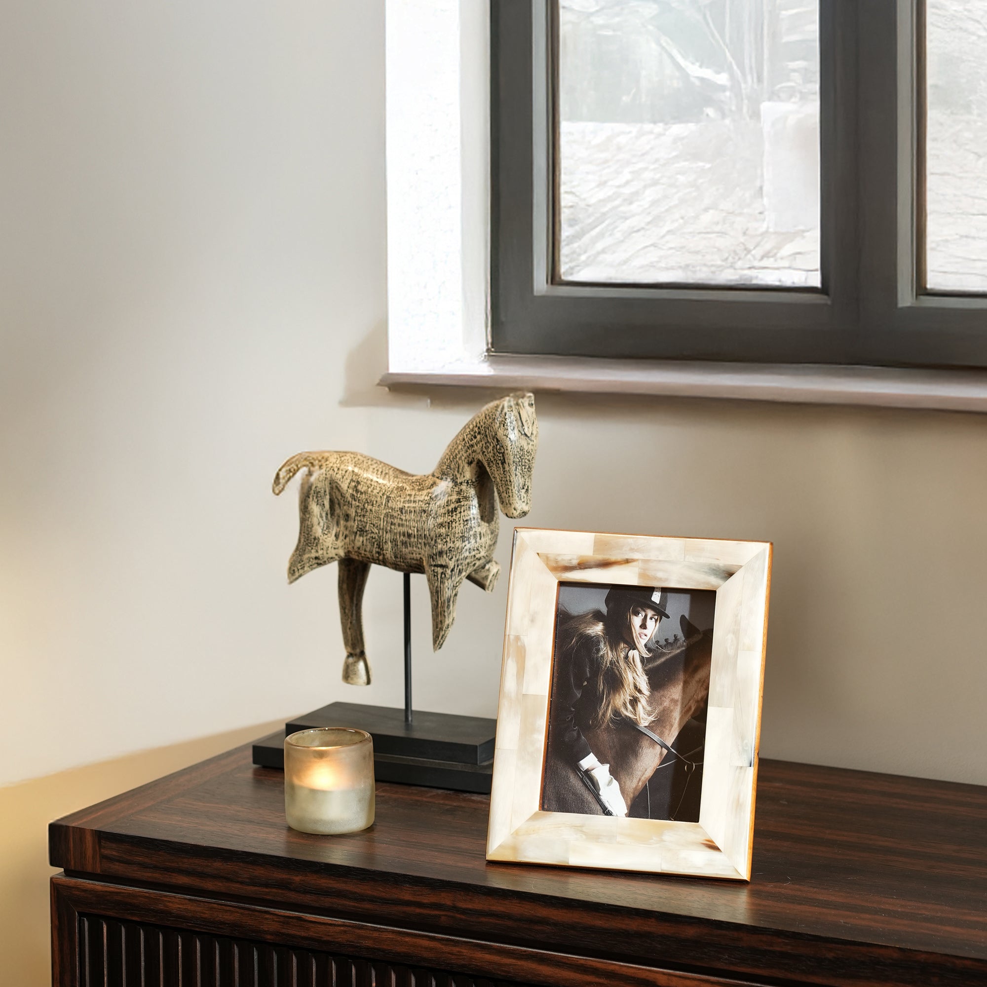Bison Marbled Horn Picture Frame Beige