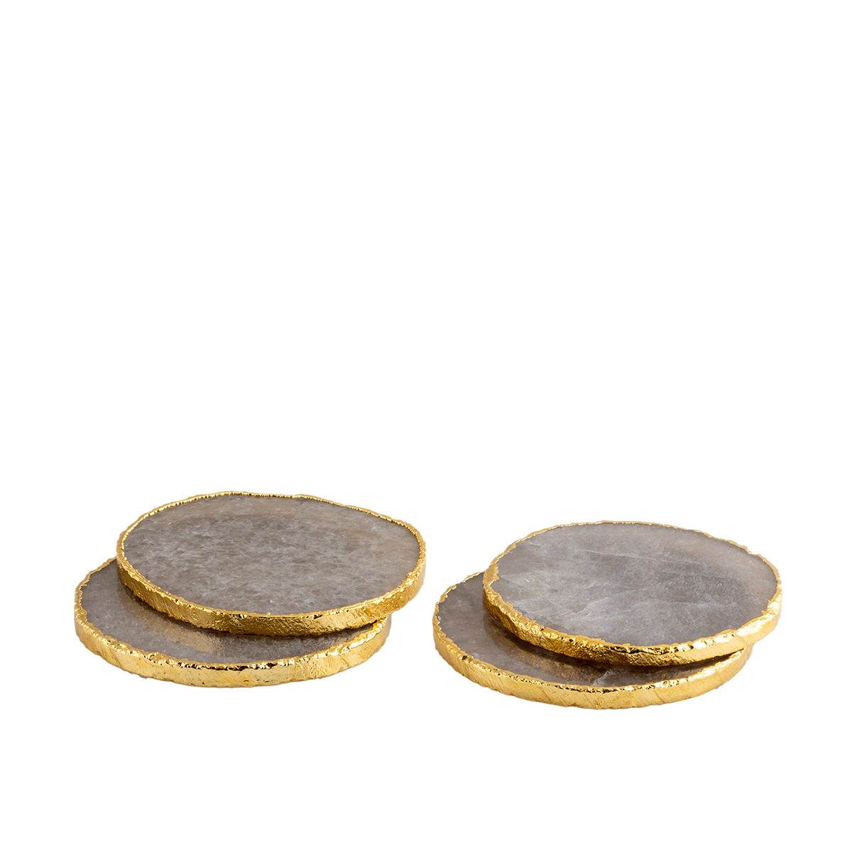 Drip Gemstone Quartz Coasters Gold S/4