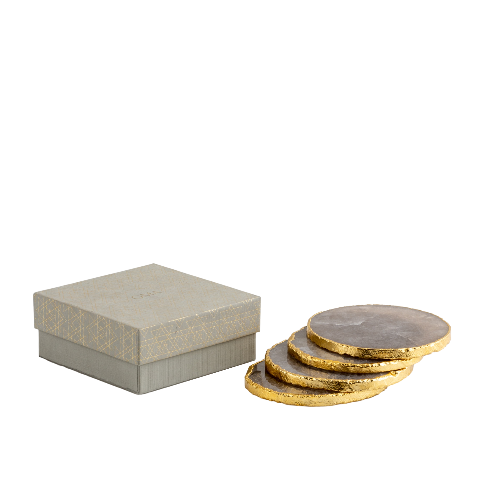 Drip Gemstone Quartz Coasters Gold S/4