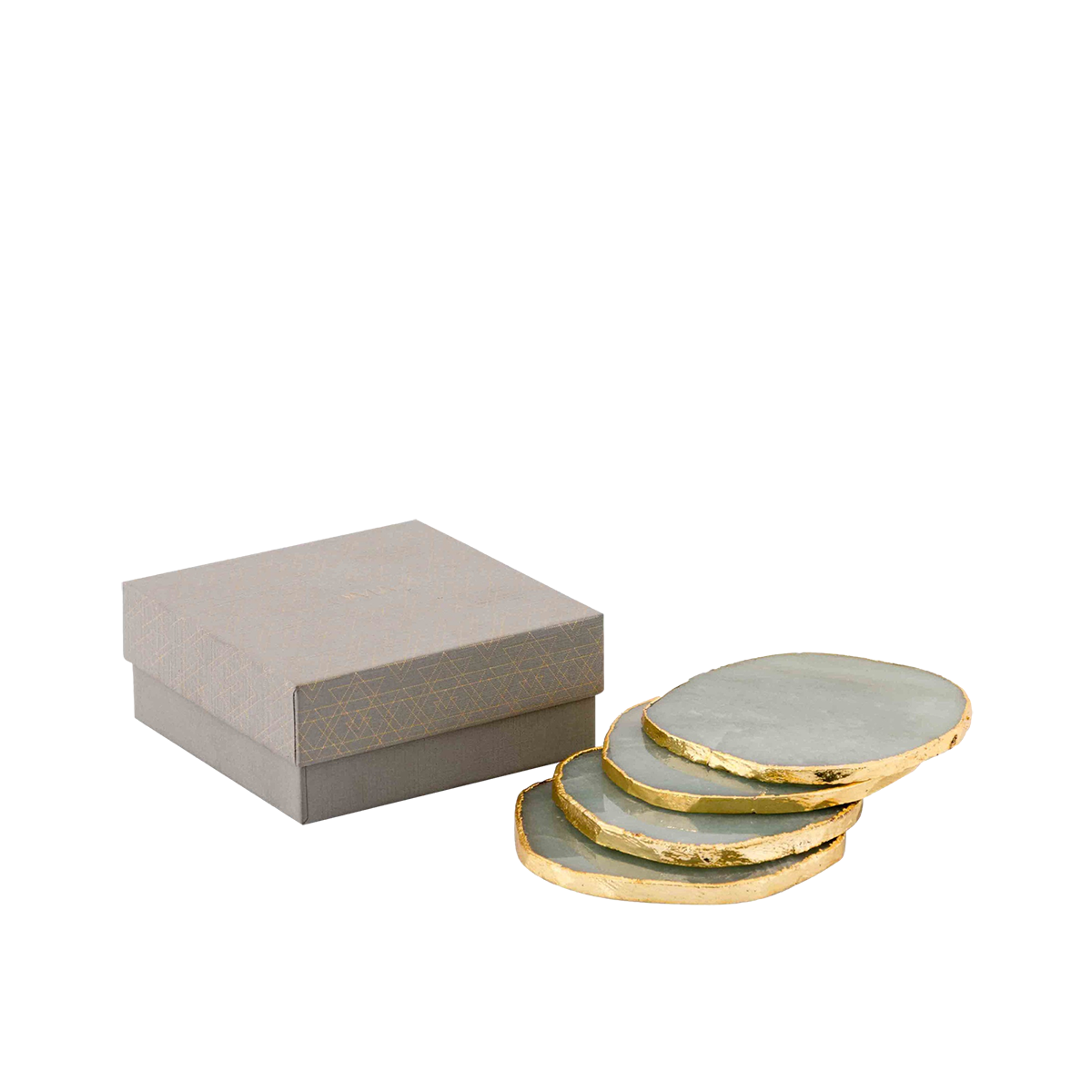Drip Gemstone Quartz Coasters Gold S/4