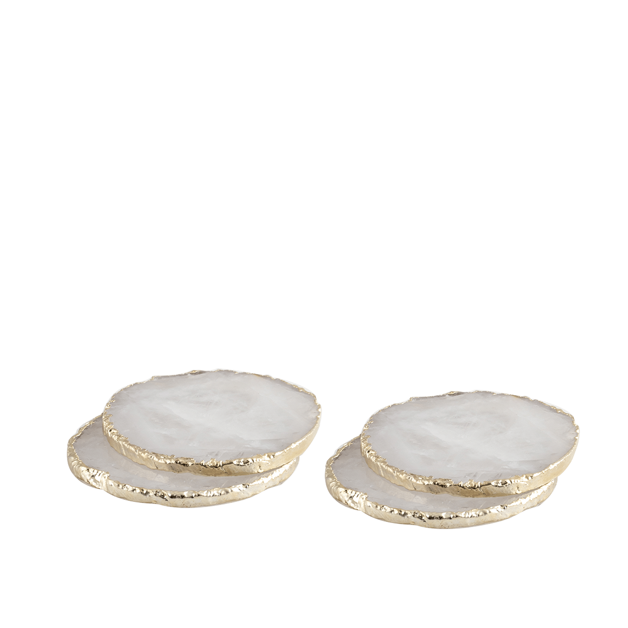 Coaster Set White Quartz & Silver