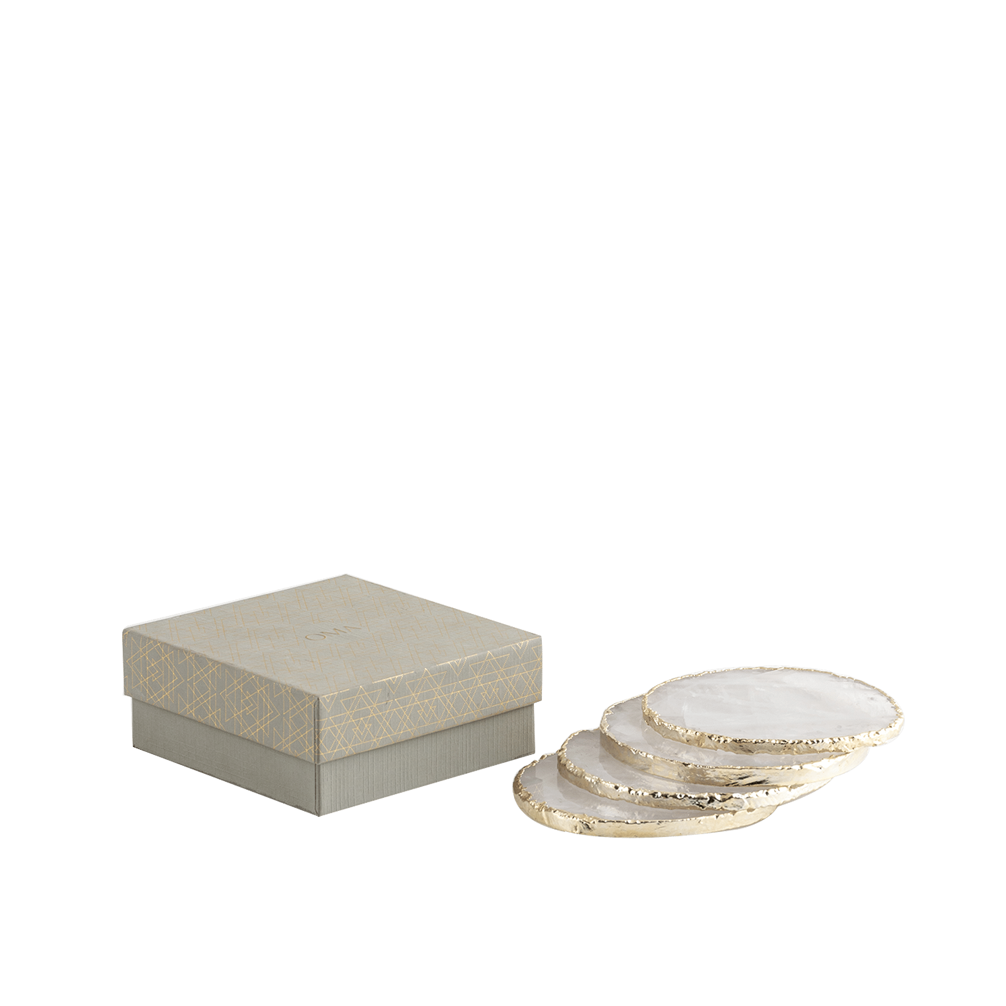 Coaster Set White Quartz & Silver