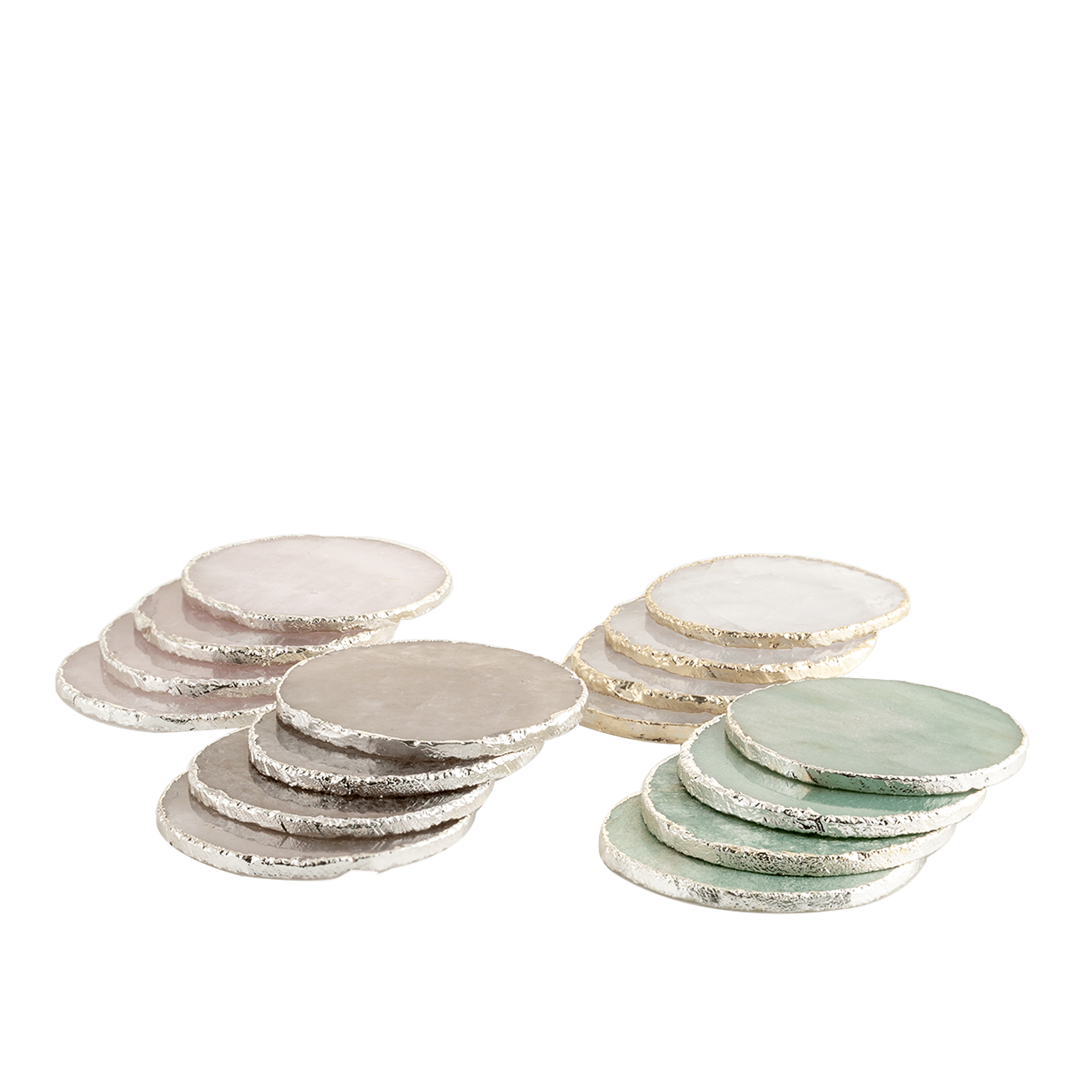 Coaster Set White Quartz & Silver