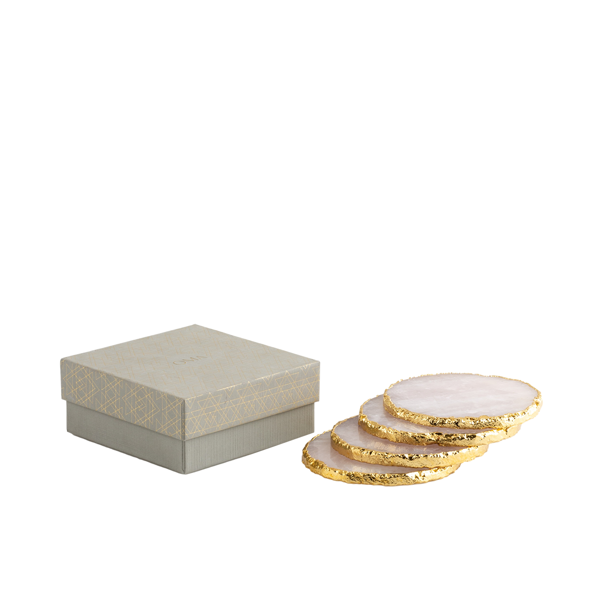 Drip Gemstone Quartz Coasters Gold S/4