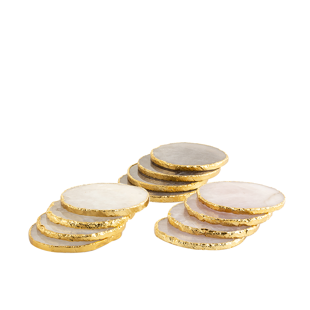 Drip Gemstone Quartz Coasters Gold S/4