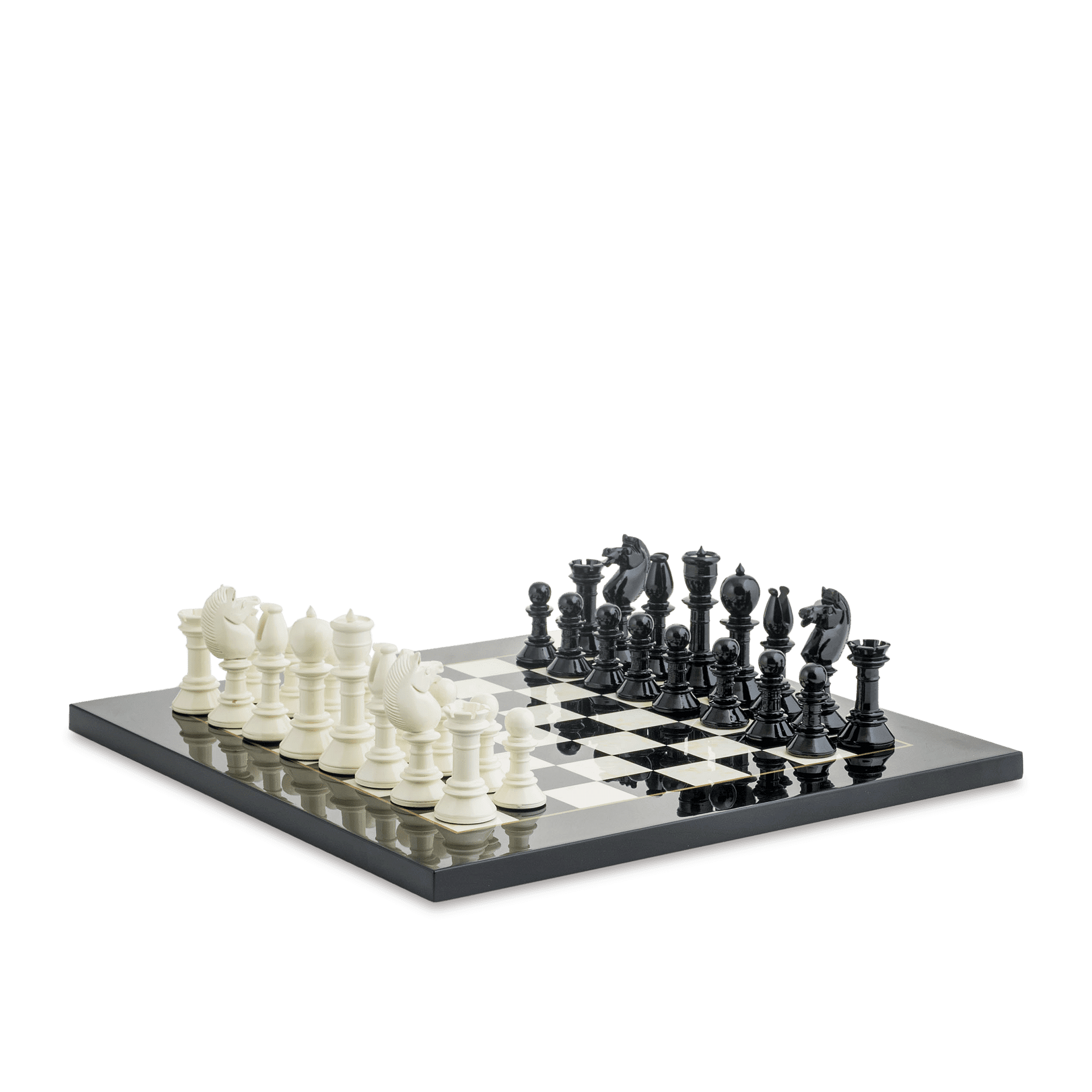 Noir Black & White Wooden Chess Board
