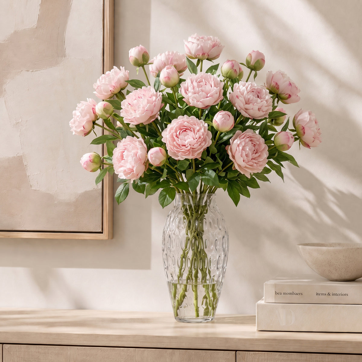 Peony Spray  Blush Pink L78 cm