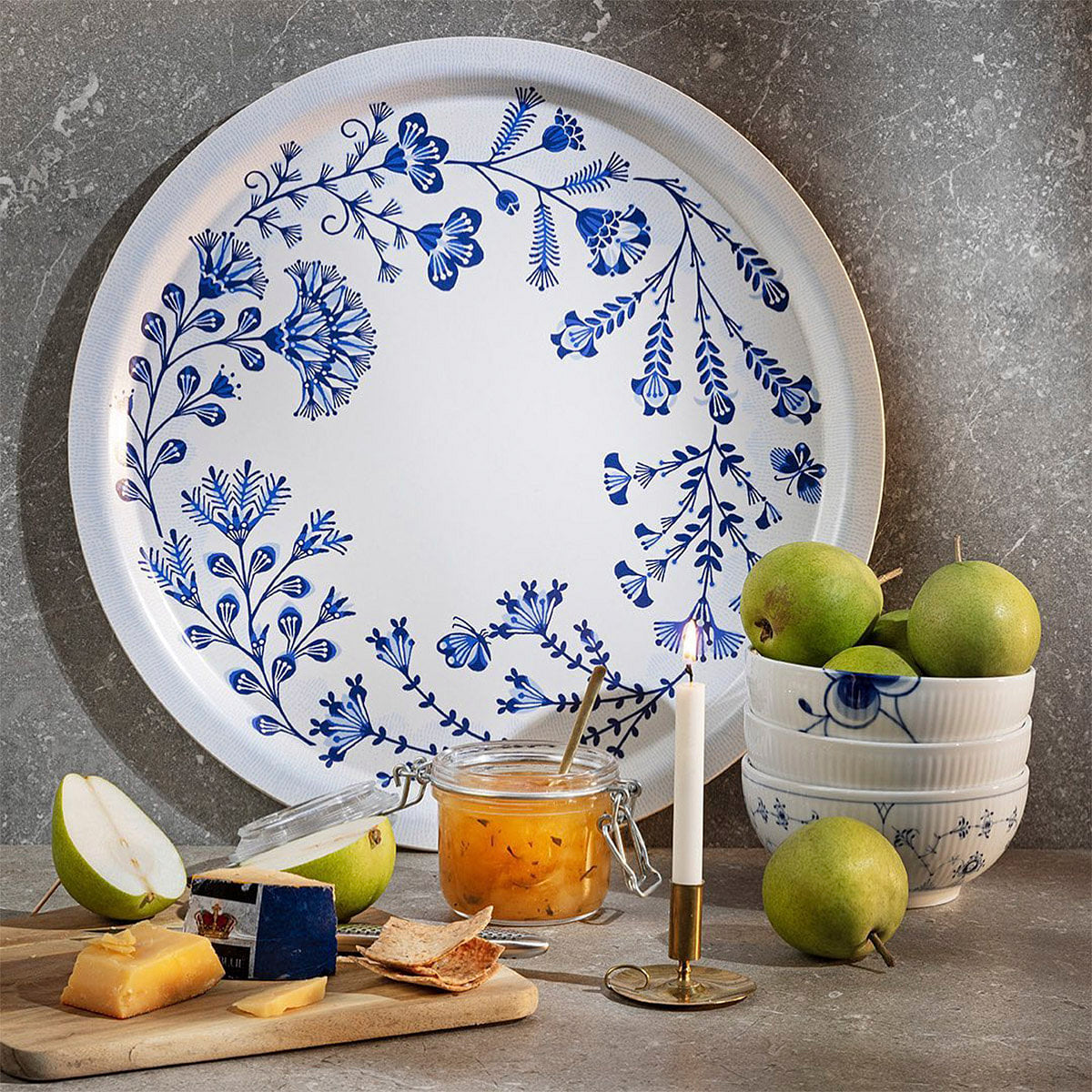 Folk Flower Serving Tray/Salver