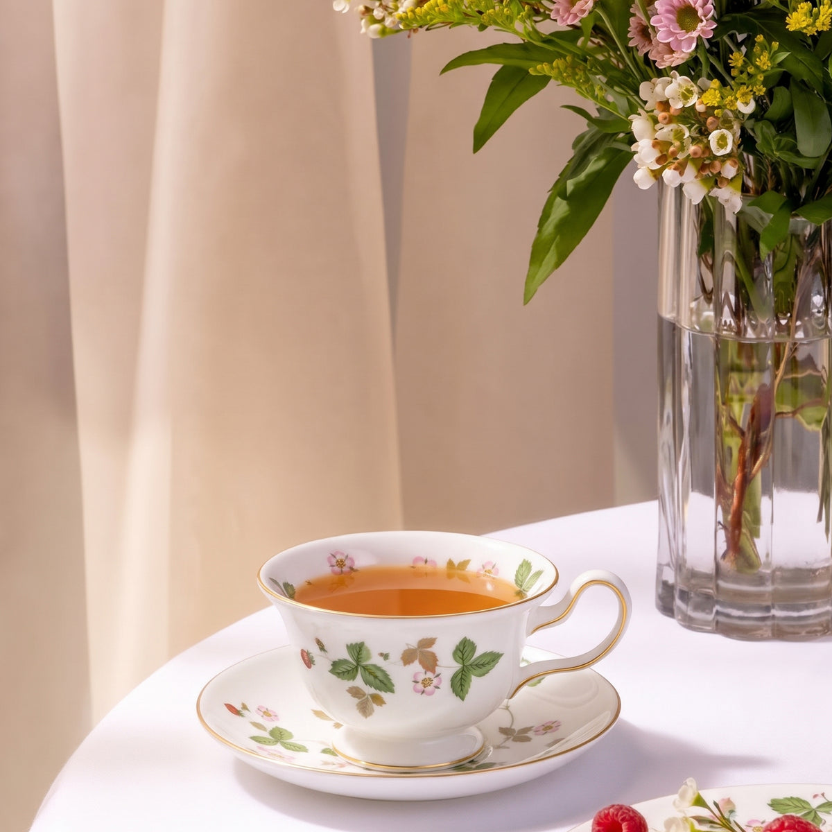 Wild Strawberry Teacup & Saucer