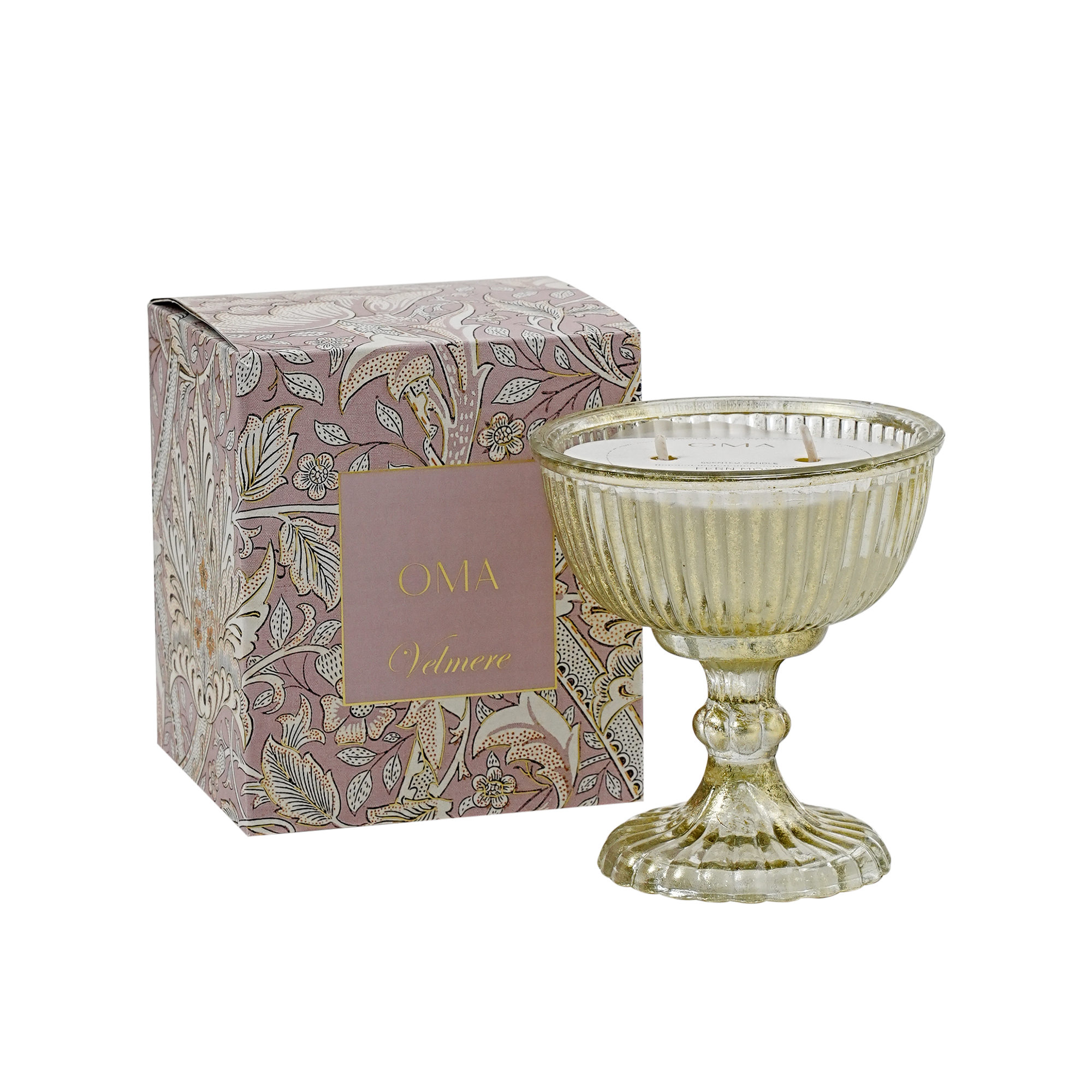 Pedestal Fern Moss Candle H13 cm